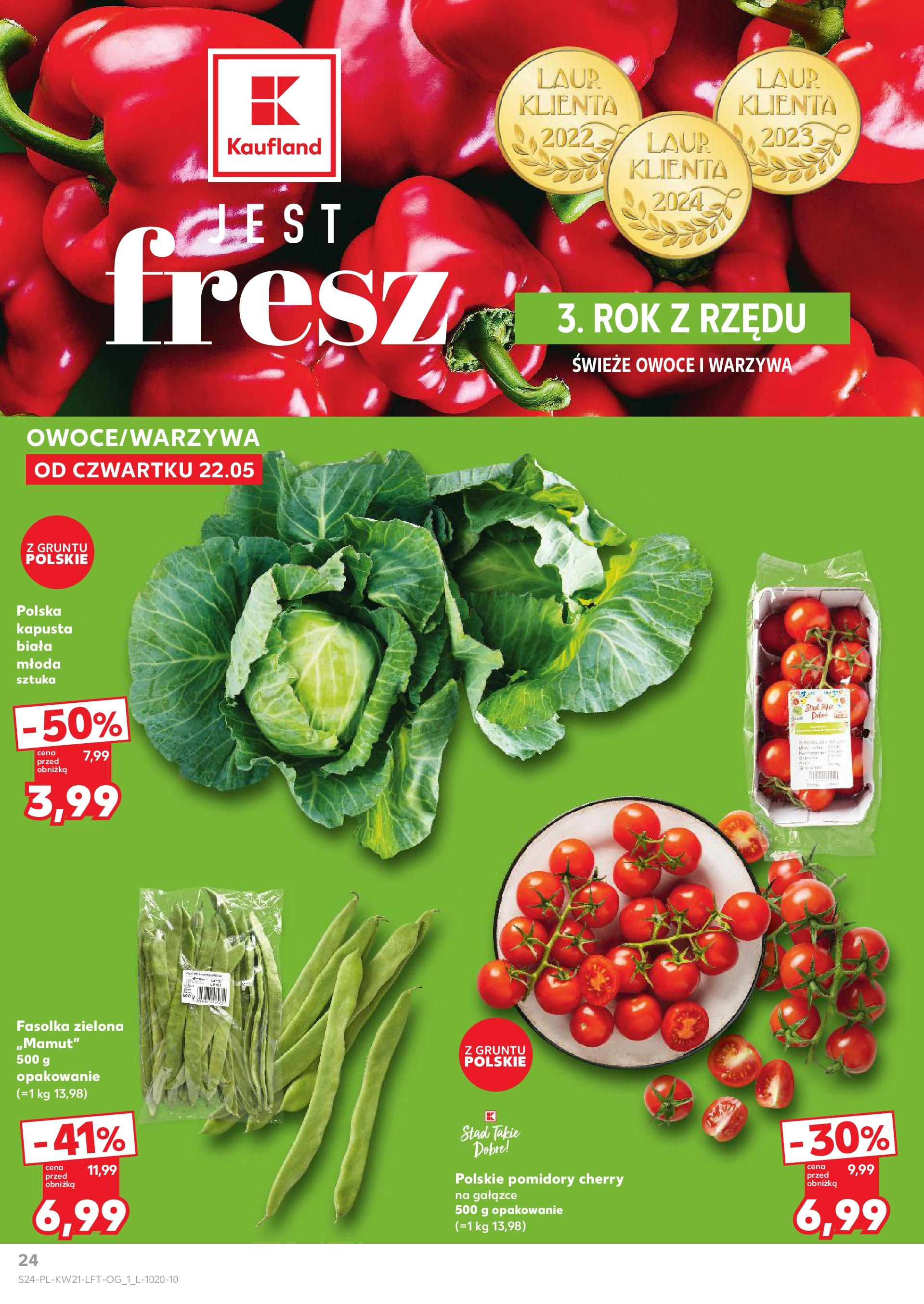 Kaufland gazetka (22.05.2025) - od jutra | Strona: 24 | Produkty: Kapusta, Pomidory, Kapusta biała, Owoce Kaufland gazetka od 22.05.2025 - od jutra PDF | Strona: 24 | Produkty: Kapusta, Pomidory, Kapusta biała, Owoce