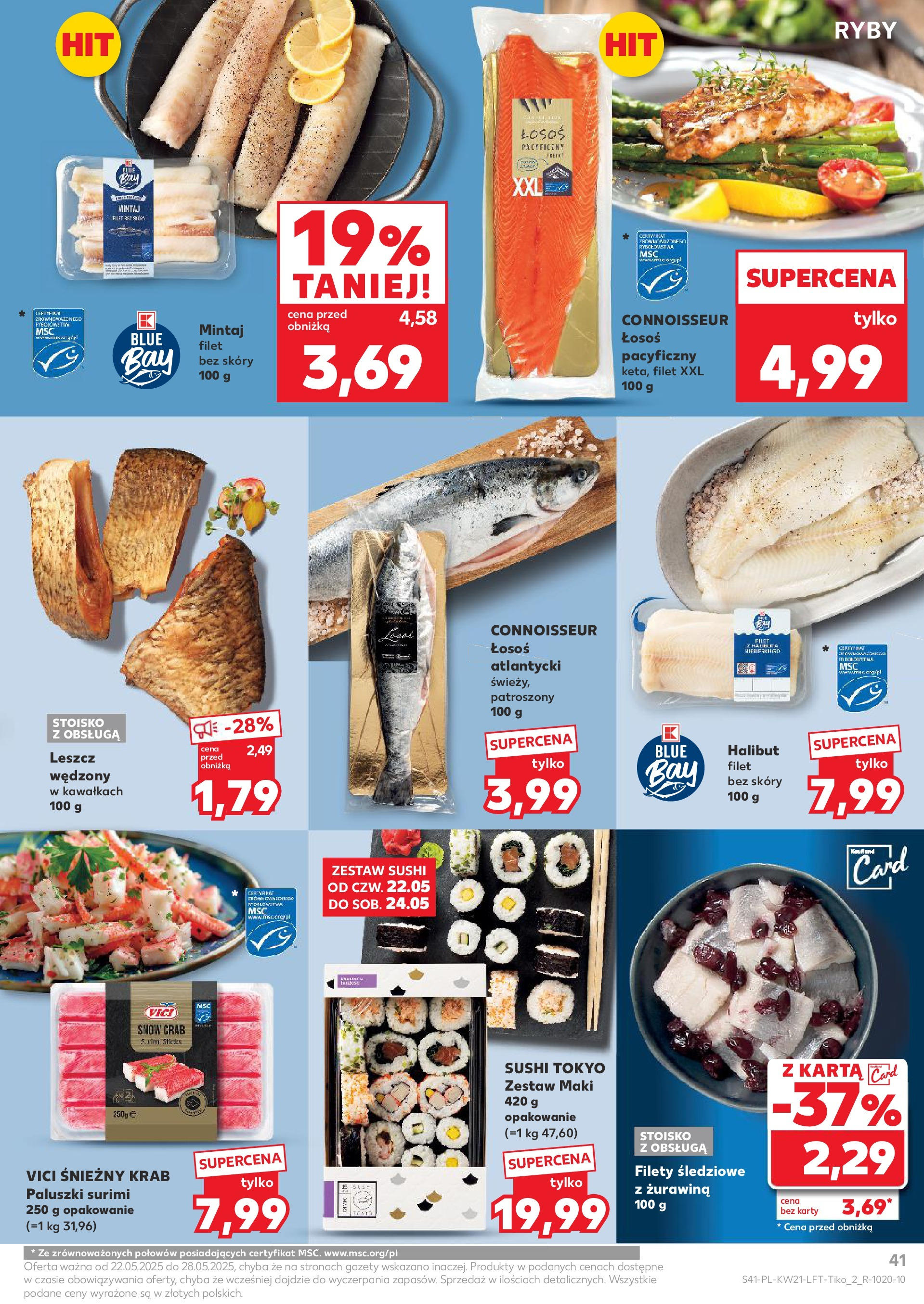 Kaufland gazetka (22.05.2025) - od jutra | Strona: 41 | Produkty: Halibut, Mintaj, Sushi, Paluszki Kaufland gazetka od 22.05.2025 - od jutra PDF | Strona: 41 | Produkty: Halibut, Mintaj, Sushi, Paluszki