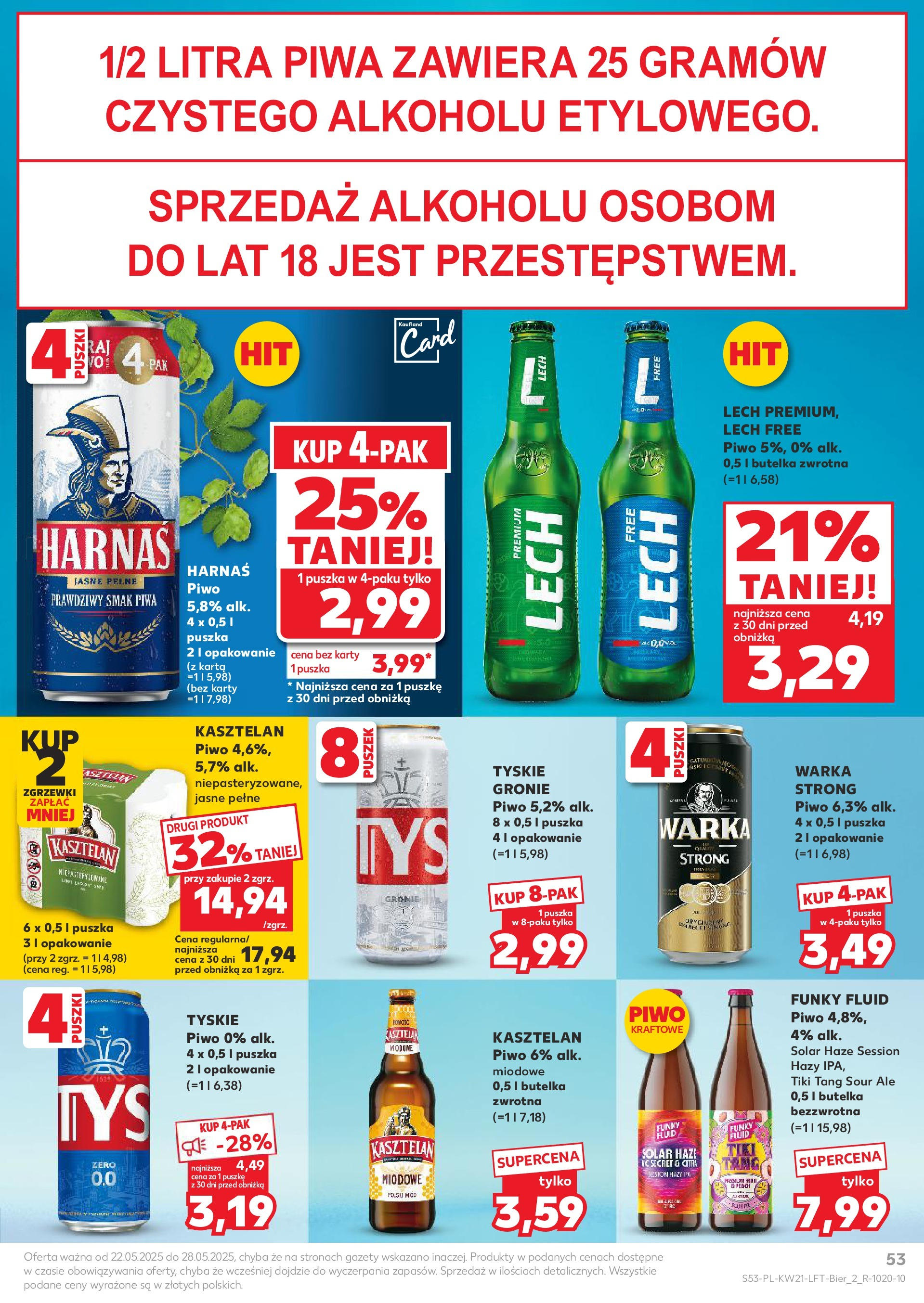 Kaufland gazetka (22.05.2025) - od jutra | Strona: 53 | Produkty: Karta, Tyskie, Harnaś, Piwo Kaufland gazetka od 22.05.2025 - od jutra PDF | Strona: 53 | Produkty: Karta, Tyskie, Harnaś, Piwo
