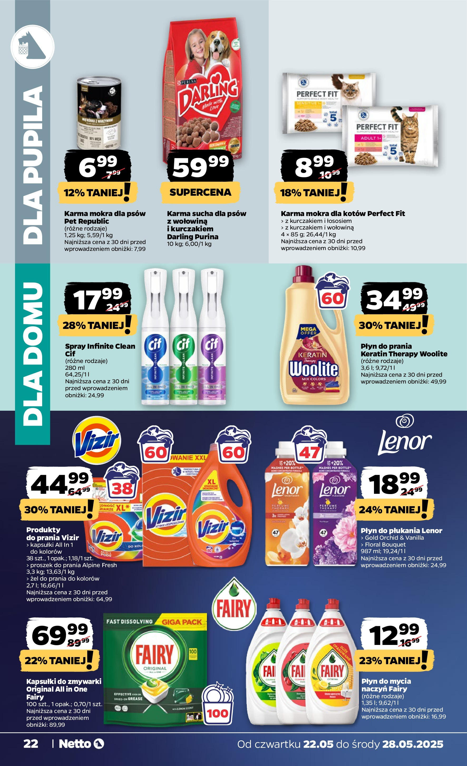 Netto gazetka - Spożywcza od 22.05.2025 | Promocje | Strona: 22 | Produkty: Płyn do płukania Lenor, Fairy, Detergent, Płyn do mycia naczyń Netto gazetka - Spożywcza od 22.05.2025 - Aktualne promocje | Strona: 22 | Produkty: Płyn do płukania Lenor, Fairy, Detergent, Płyn do mycia naczyń