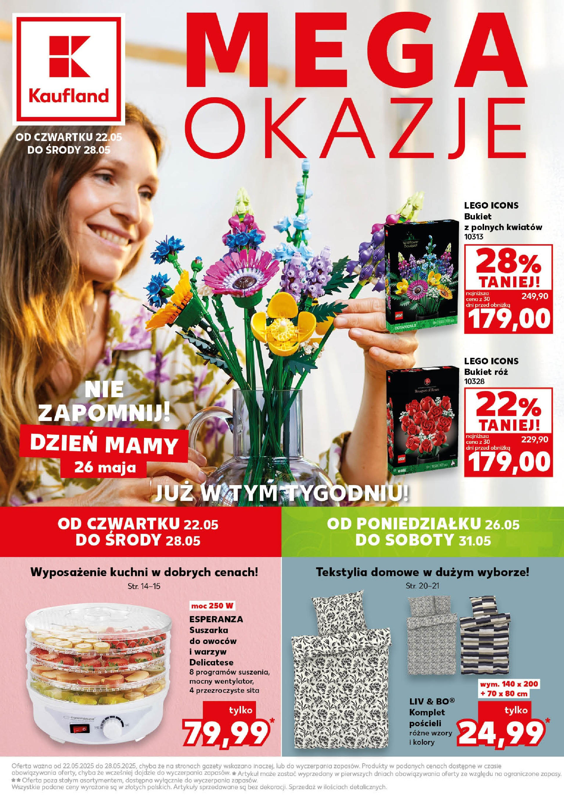 Kaufland gazetka - Mega okazje (22.05.2025) - od jutra | Strona: 1 | Produkty: Suszarka, Lego, Róż, Tekstylia Kaufland gazetka - Mega okazje od 22.05.2025 - od jutra PDF | Strona: 1 | Produkty: Suszarka, Lego, Róż, Tekstylia