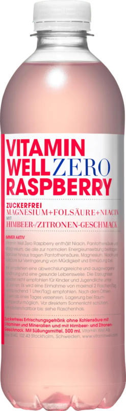 Vitamin Well Erfrischungsgetränk, Zero Raspberry