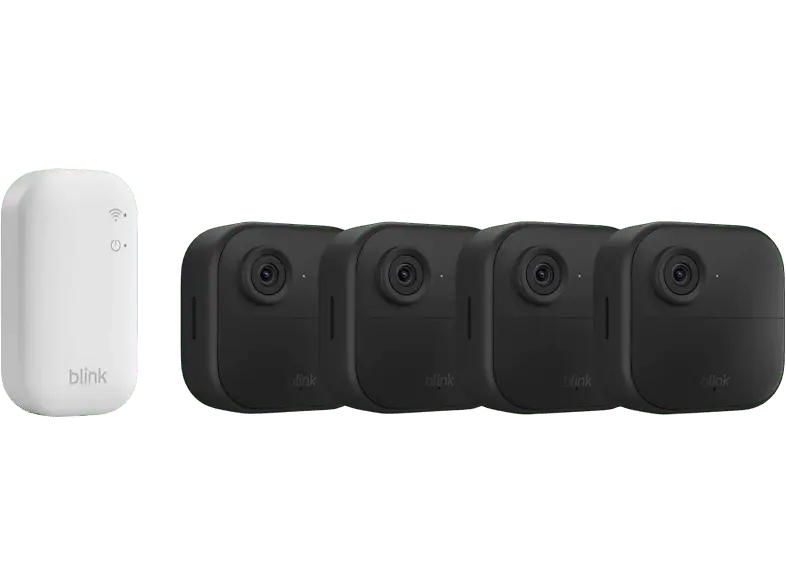 blink Outdoor 4, Sicherheitskamera (Anzahl Kameras: für Außen, Nachtsichtfunktion, Batteriebetrieb, Neigbar, HD, Schwarz)