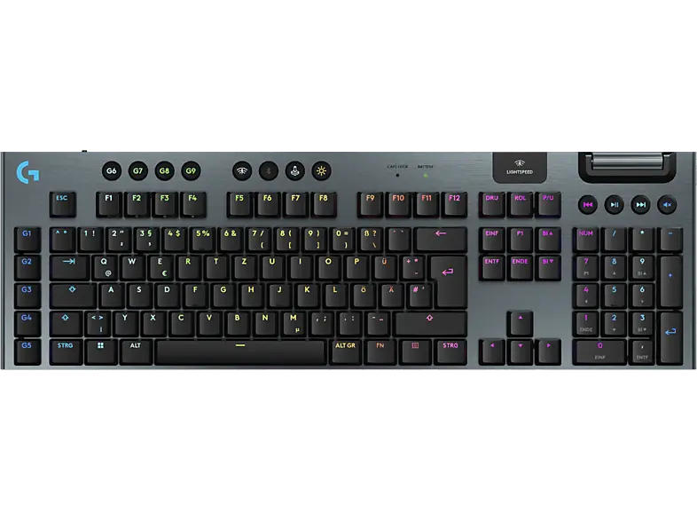 LOGITECH G G915 X Lightspeed Kabellose RGB Gaming Tastatur (Linear), KEYControl, mechanische GL-Schalter, Lightsync RGB, DEU (Qwertz), Schwarz