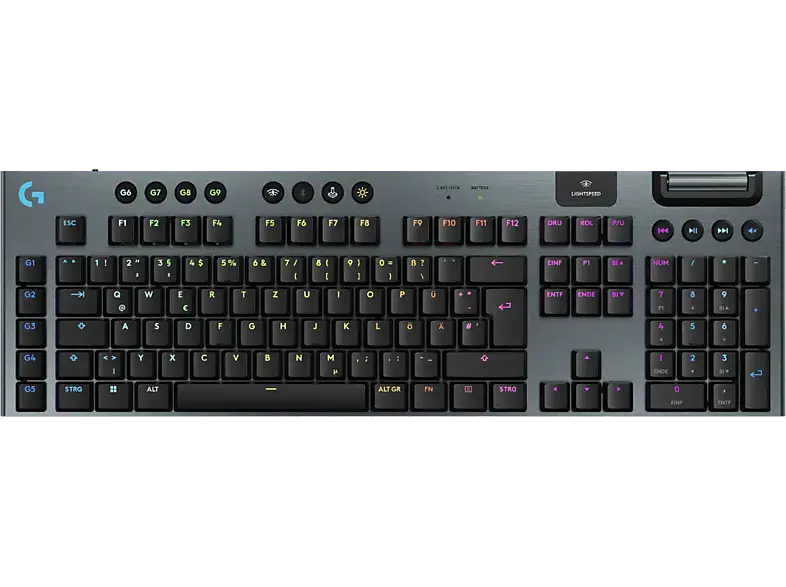 LOGITECH G G915 X Lightspeed Kabellose RGB Gaming Tastatur (Linear), KEYControl, mechanische GL-Schalter, Lightsync RGB, DEU (Qwertz), Schwarz