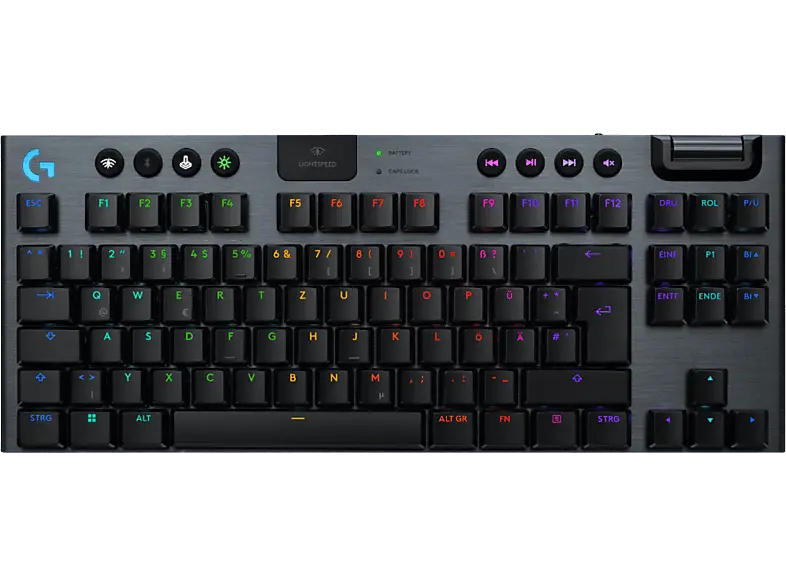 LOGITECH G G915 X Lightspeed TKL Kabellose RGB Gaming Tastatur ohne Ziffernblock (Tactile), KEYControl, Lightsync RGB, DEU (Qwertz), Schwarz
