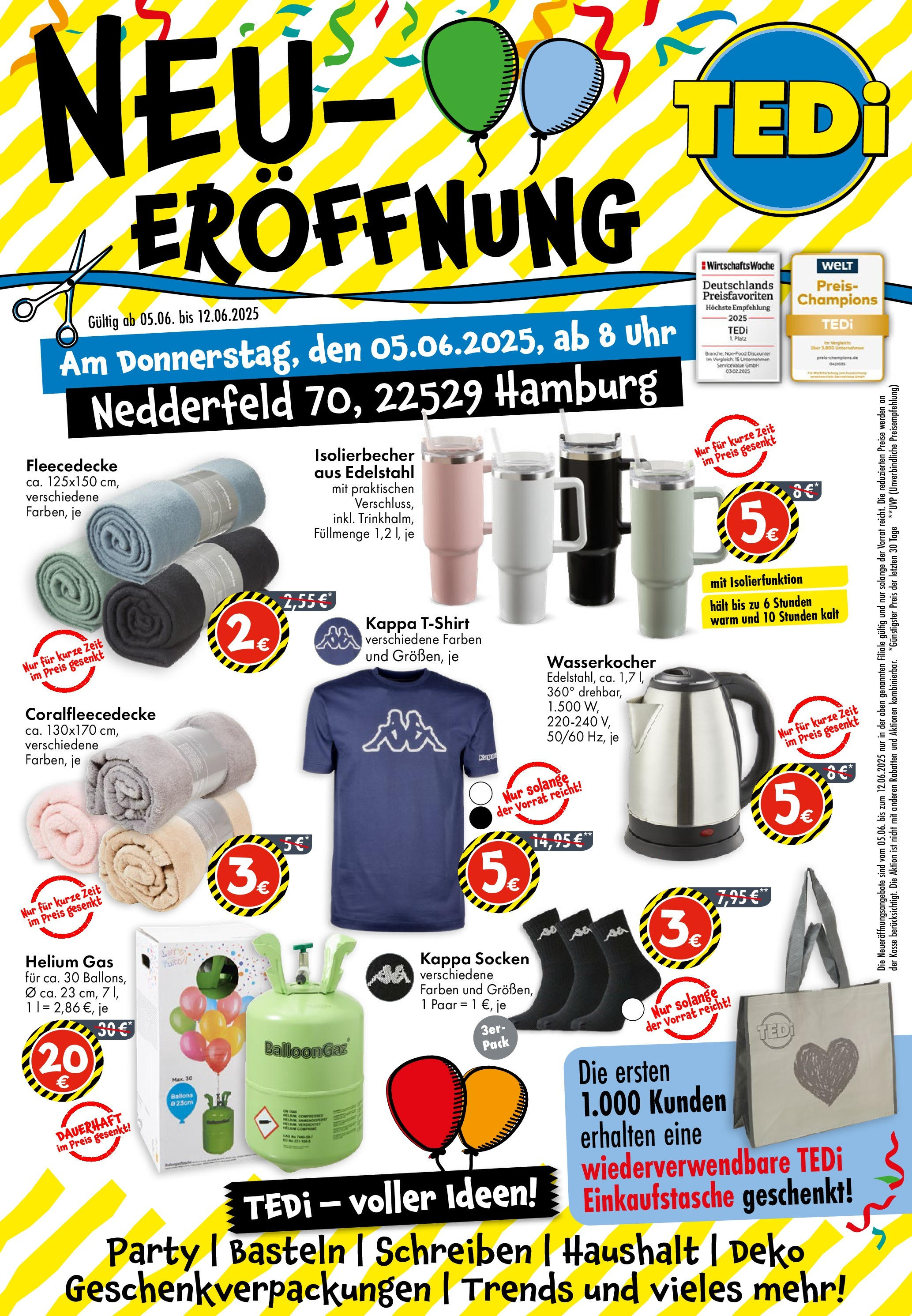 TEDi TEDi Neueröffnung in Hamburg (vom 05.06.2025 - 12.06.2025) Vorschau von dem Prospekt des Geschäftes TEDi, gültig ab dem 05.06.2025