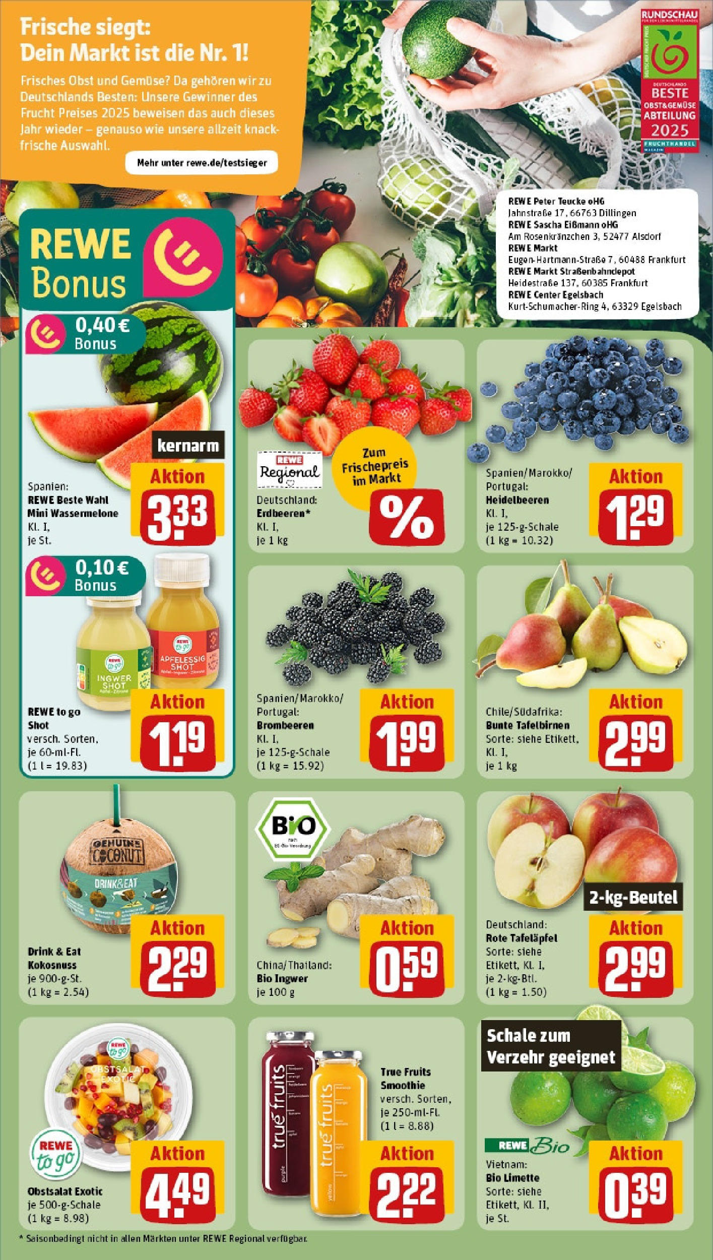 Rewe prospekt Stolberg / Mausbach (ab 25.05.2025) zum Blättern » Angebote | Seite: 6 | Produkte: Heidelbeeren, Obst, Limette, Wassermelone Rewe prospekt Stolberg / Mausbach (ab 25.05.2025) zum Blättern » Angebote | Seite: 6 | Produkte: Heidelbeeren, Obst, Limette, Wassermelone