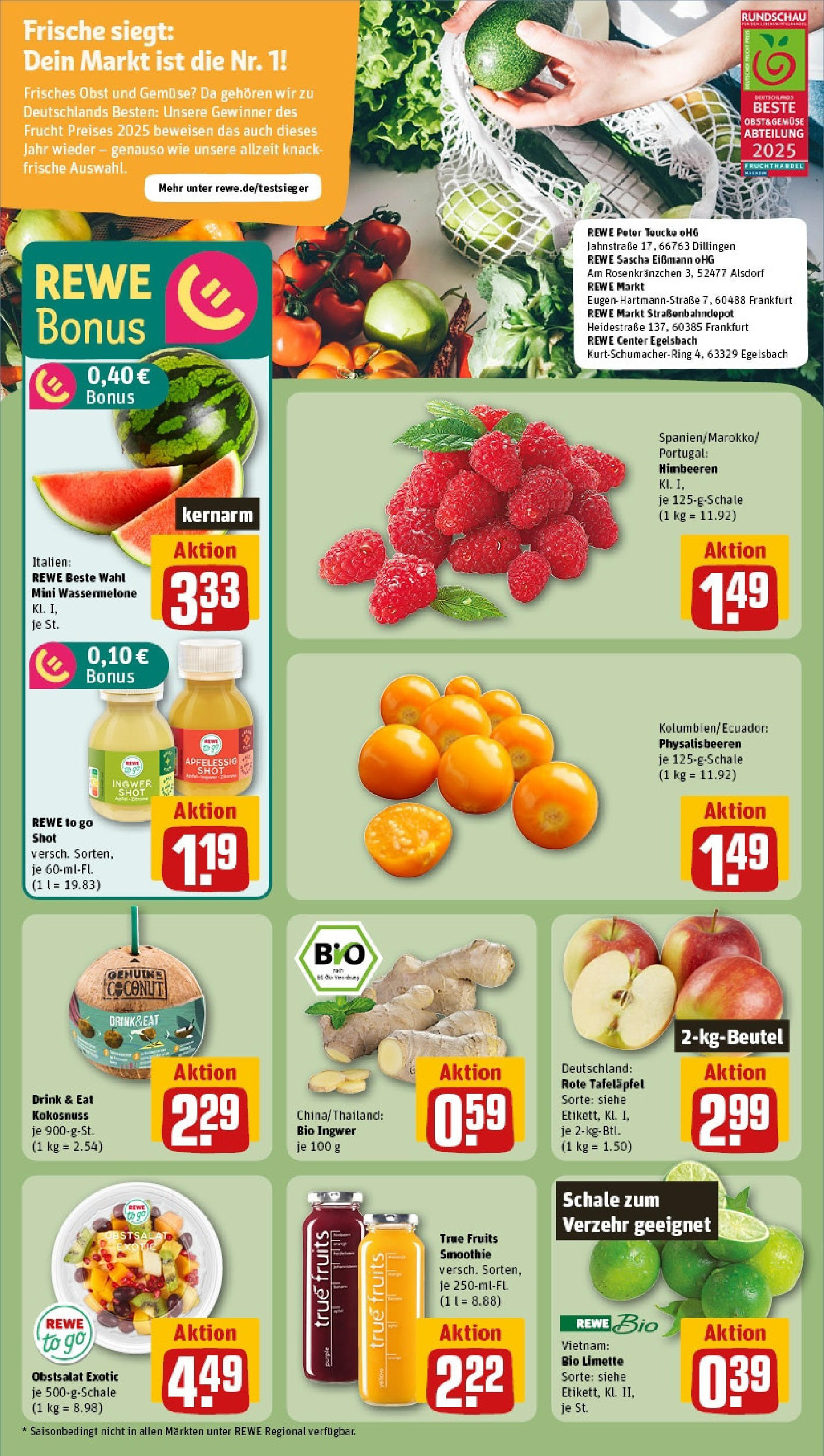 Rewe prospekt Leipzig / Zentrum-West (ab 25.05.2025) zum Blättern » Angebote | Seite: 6 | Produkte: Himbeeren, Gemüse, Obst, Wassermelone Rewe prospekt Leipzig / Zentrum-West (ab 25.05.2025) zum Blättern » Angebote | Seite: 6 | Produkte: Himbeeren, Gemüse, Obst, Wassermelone