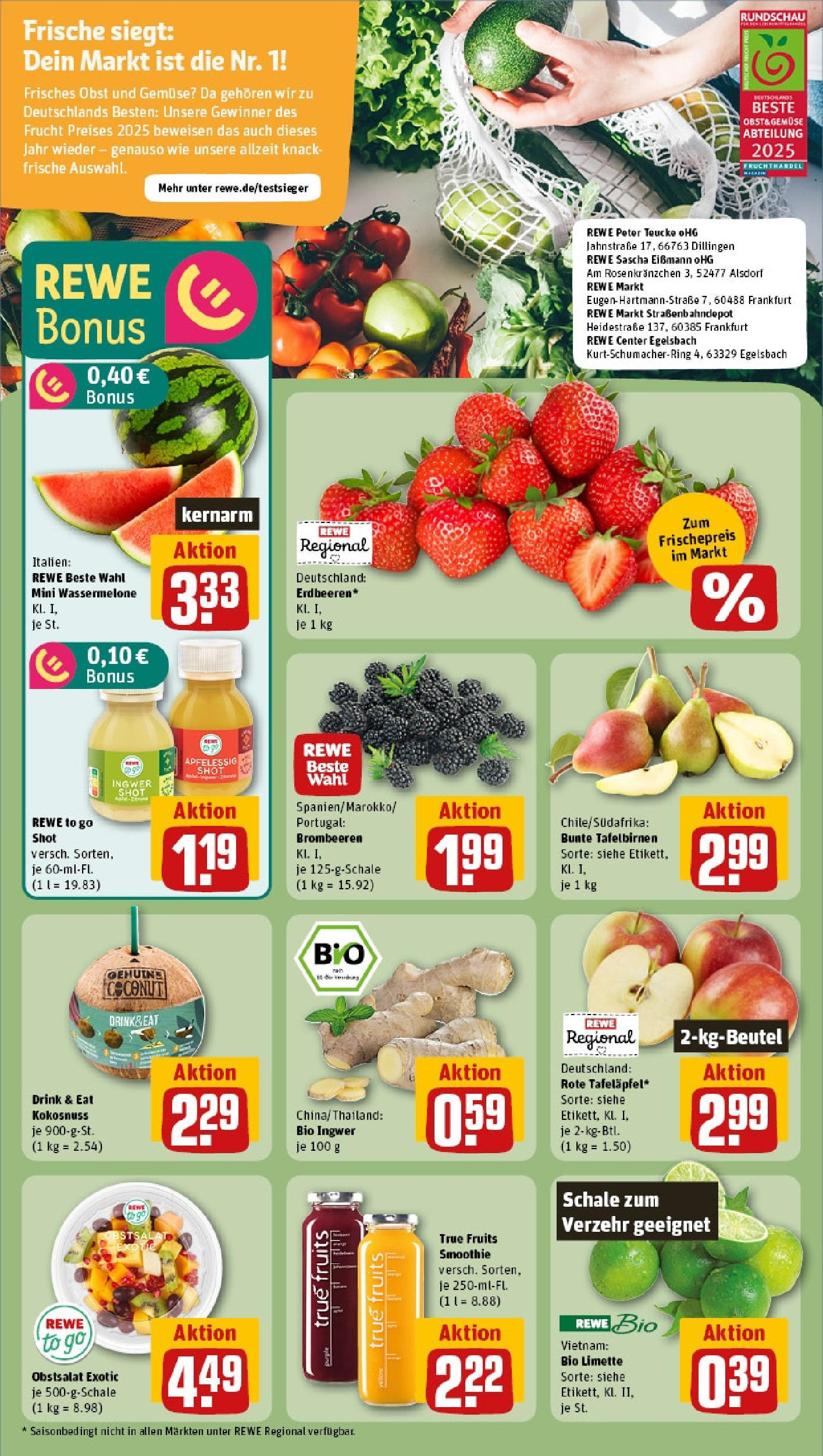 Rewe prospekt Regensburg (ab 25.05.2025) zum Blättern » Angebote | Seite: 6 | Produkte: Gemüse, Obst, Limette, Wassermelone Rewe prospekt Regensburg (ab 25.05.2025) zum Blättern » Angebote | Seite: 6 | Produkte: Gemüse, Obst, Limette, Wassermelone