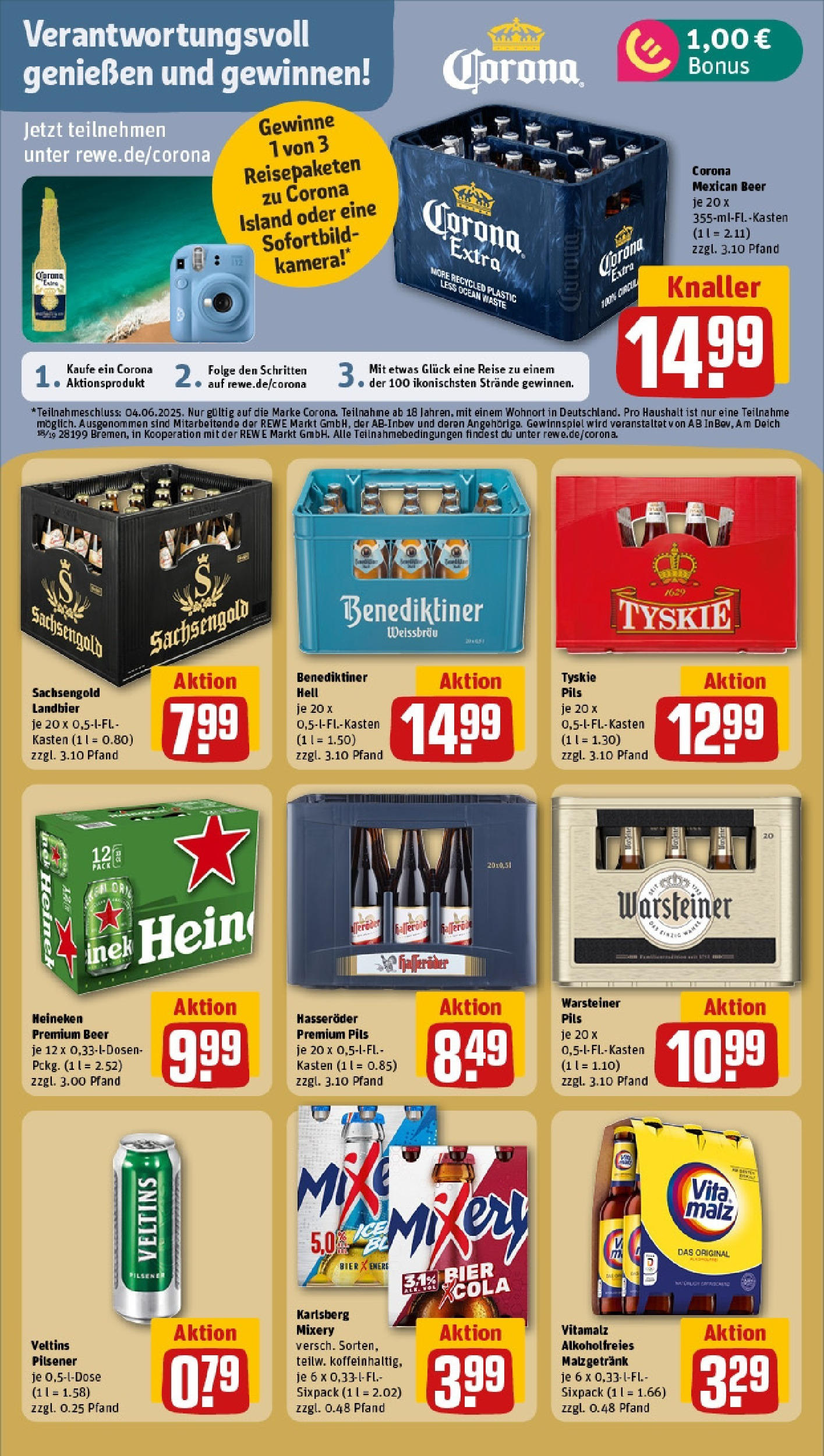 Rewe prospekt Leipzig / Zentrum-West (ab 25.05.2025) zum Blättern » Angebote | Seite: 19 | Produkte: Bier, Warsteiner, Hasseröder, Veltins Rewe prospekt Leipzig / Zentrum-West (ab 25.05.2025) zum Blättern » Angebote | Seite: 19 | Produkte: Bier, Warsteiner, Hasseröder, Veltins