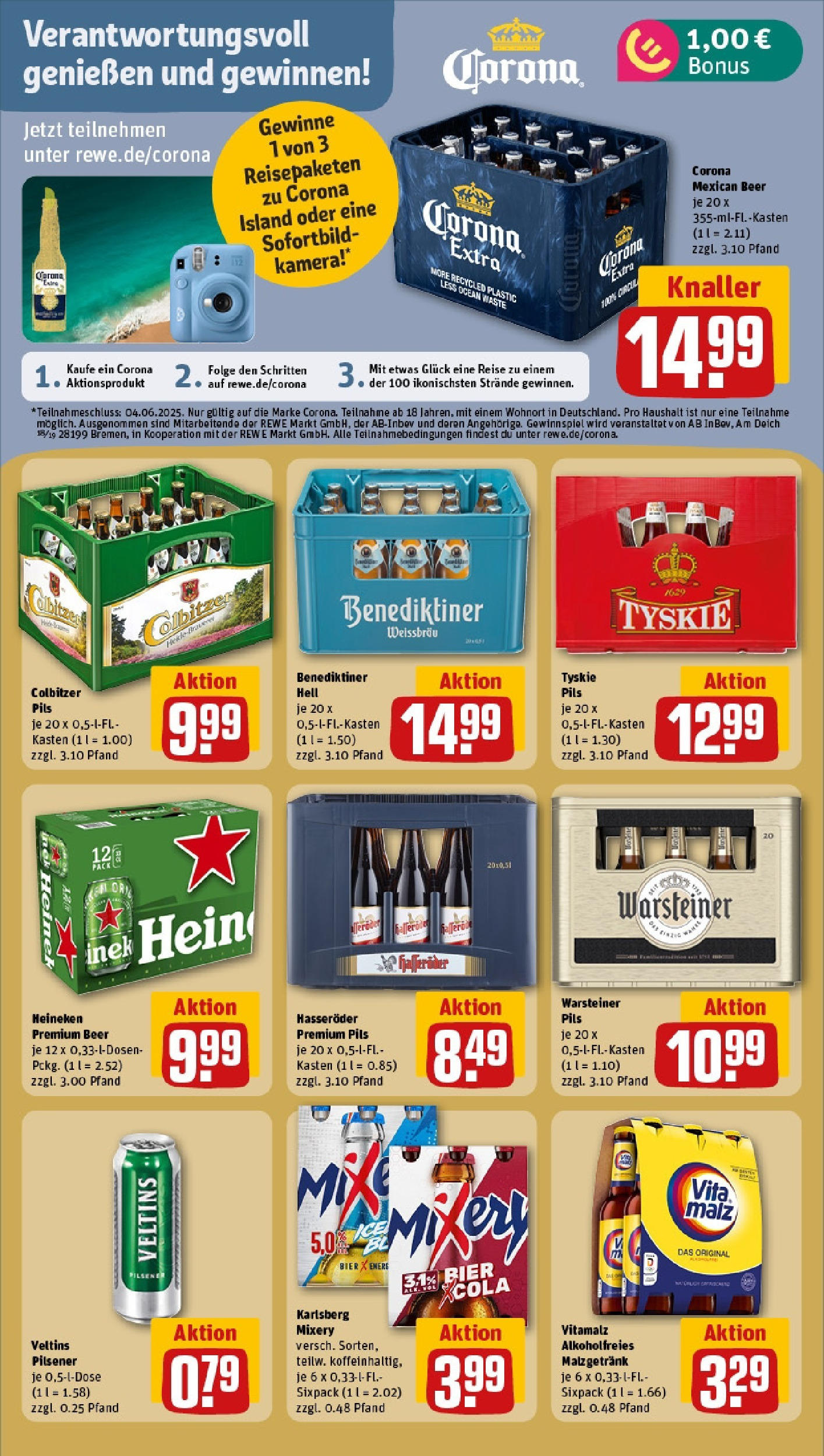Rewe prospekt Magdeburg (ab 25.05.2025) zum Blättern » Angebote | Seite: 21 | Produkte: Mixer, Tyskie, Warsteiner, Hasseröder Rewe prospekt Magdeburg (ab 25.05.2025) zum Blättern » Angebote | Seite: 21 | Produkte: Mixer, Tyskie, Warsteiner, Hasseröder