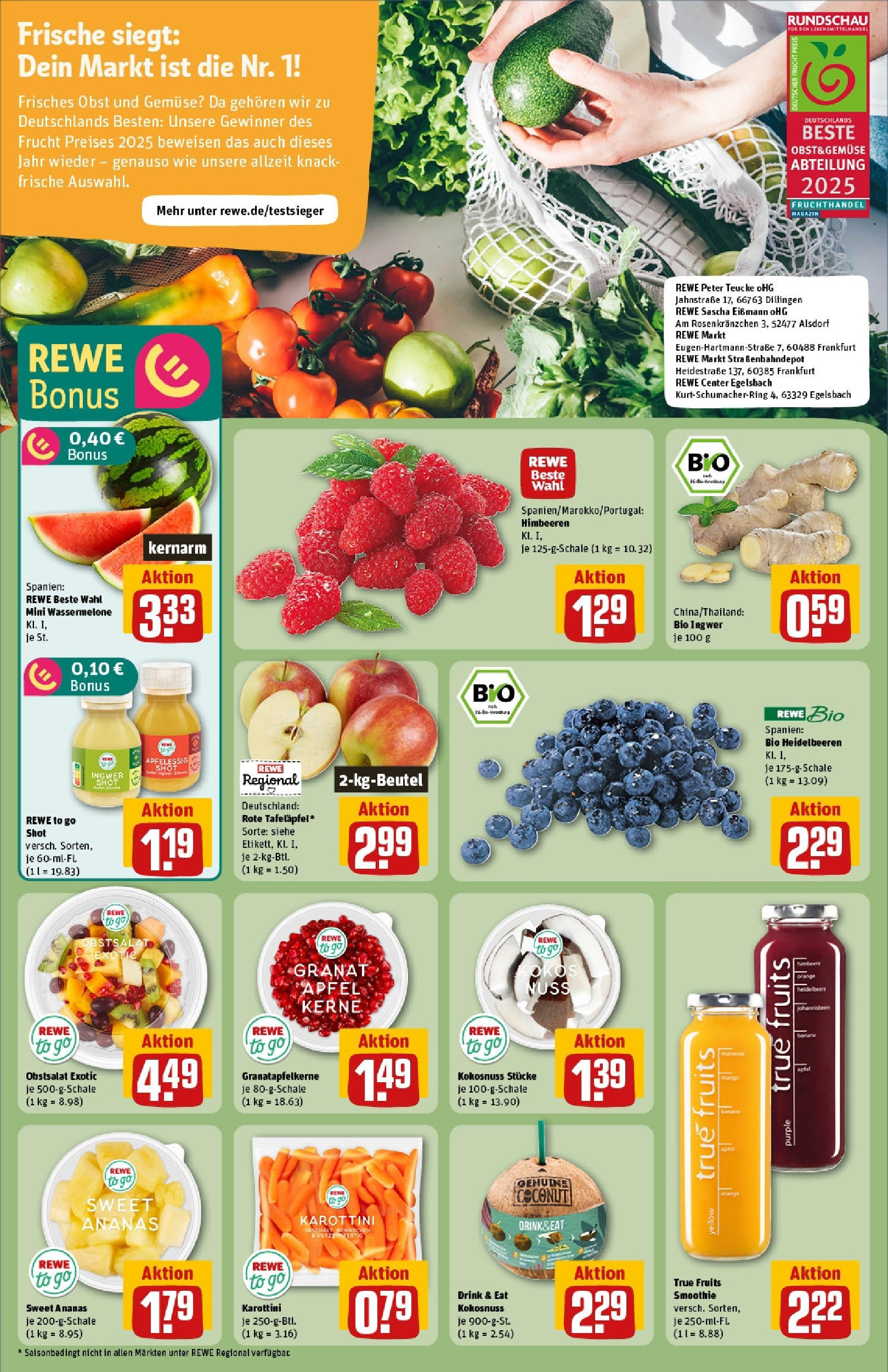 Rewe prospekt Bad Zwischenahn	 (ab 25.05.2025) zum Blättern » Angebote | Seite: 6 | Produkte: Himbeeren, Heidelbeeren, Gemüse, Wassermelone