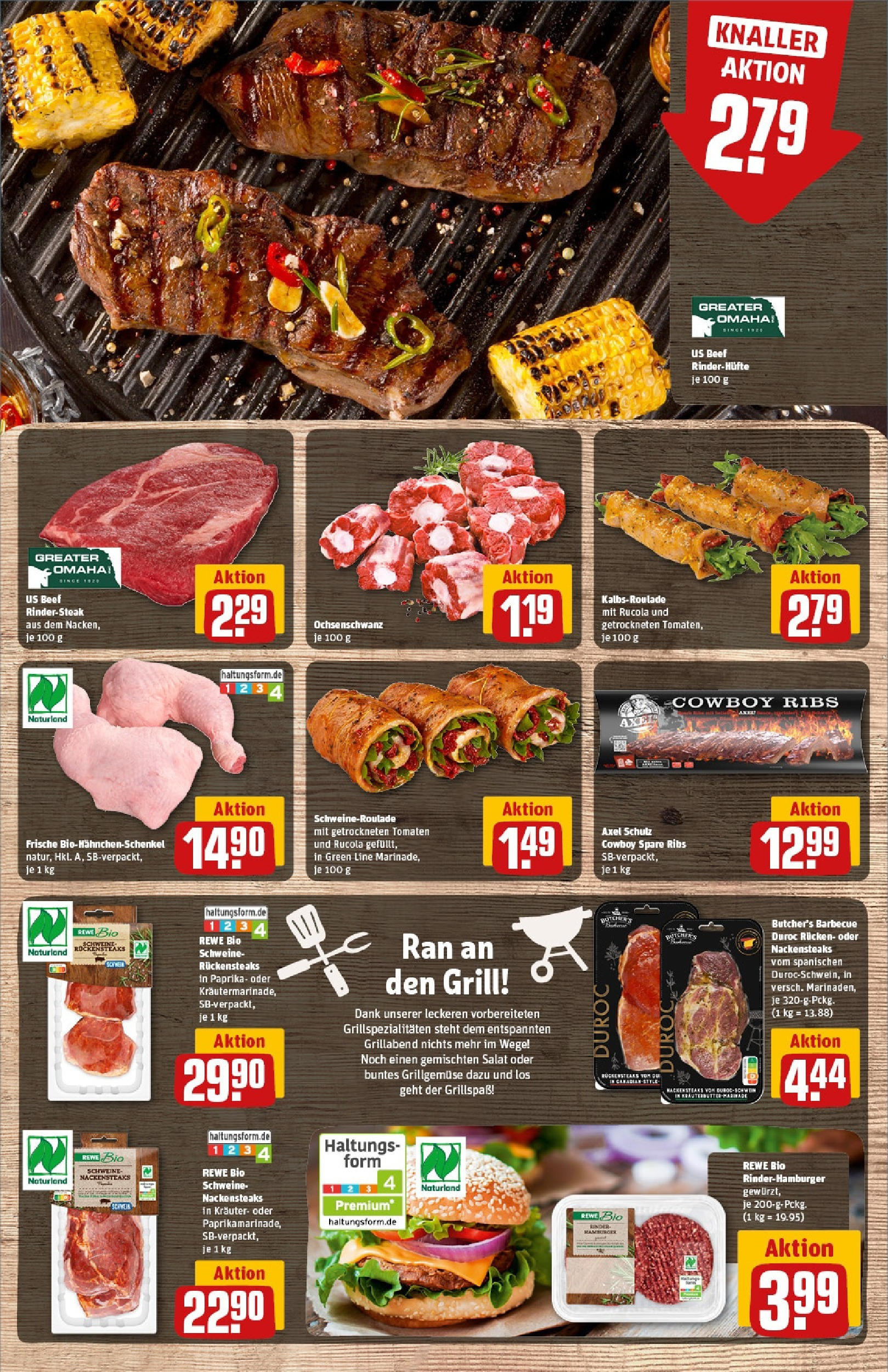 Rewe prospekt Olching Geiselbullach	 (ab 25.05.2025) zum Blättern » Angebote | Seite: 9 | Produkte: Nackensteaks, Rucola, Tomaten, Salat