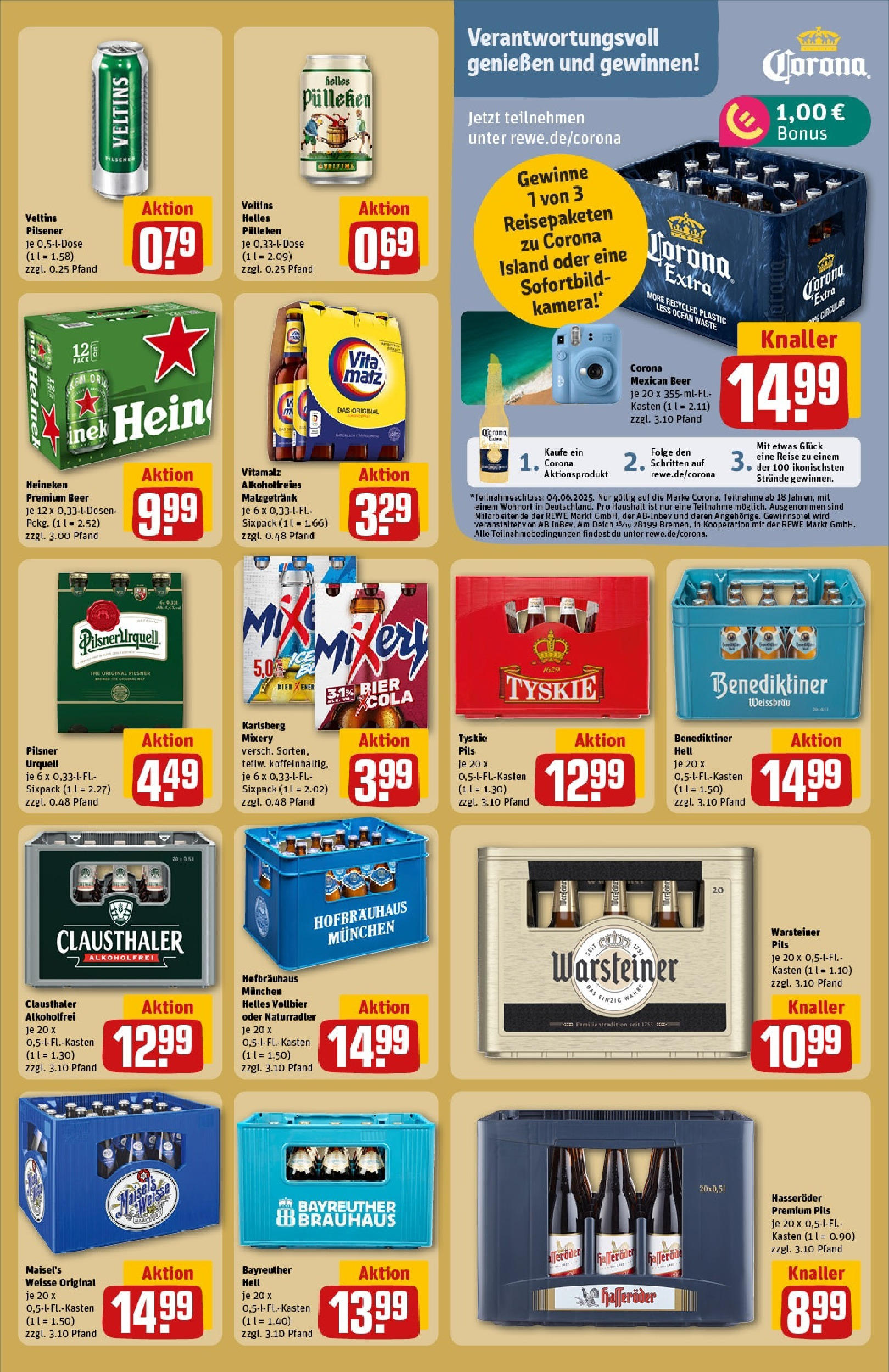 Rewe prospekt Olching Geiselbullach	 (ab 25.05.2025) zum Blättern » Angebote | Seite: 19 | Produkte: Bier, Benediktiner hell, Warsteiner, Veltins