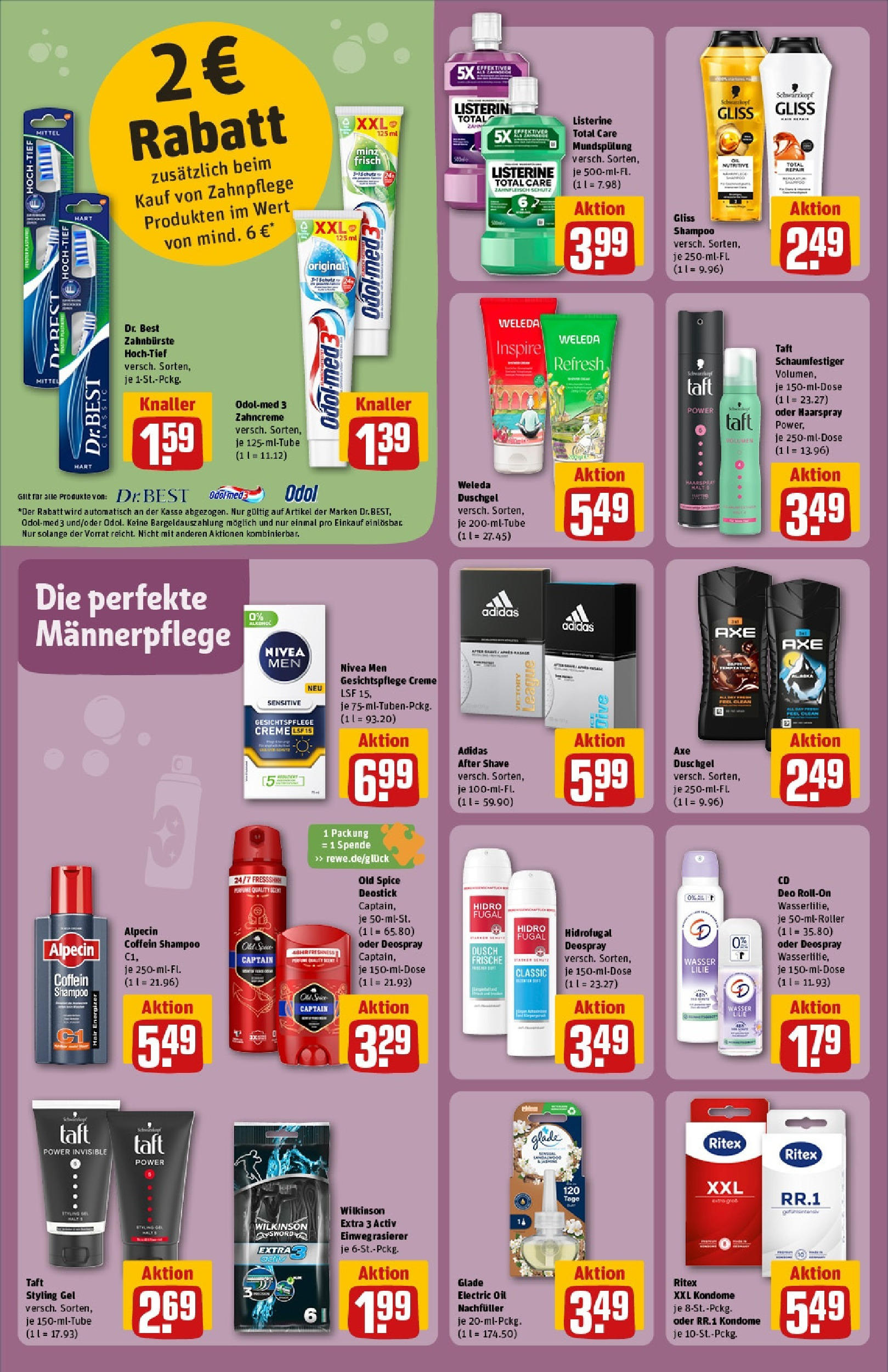 Rewe prospekt Friedrichsdorf (ab 25.05.2025) zum Blättern » Angebote | Seite: 26 | Produkte: Shampoo, Shower Gel, Deospray, Listerine Rewe prospekt Friedrichsdorf (ab 25.05.2025) zum Blättern » Angebote | Seite: 26 | Produkte: Shampoo, Shower Gel, Deospray, Listerine