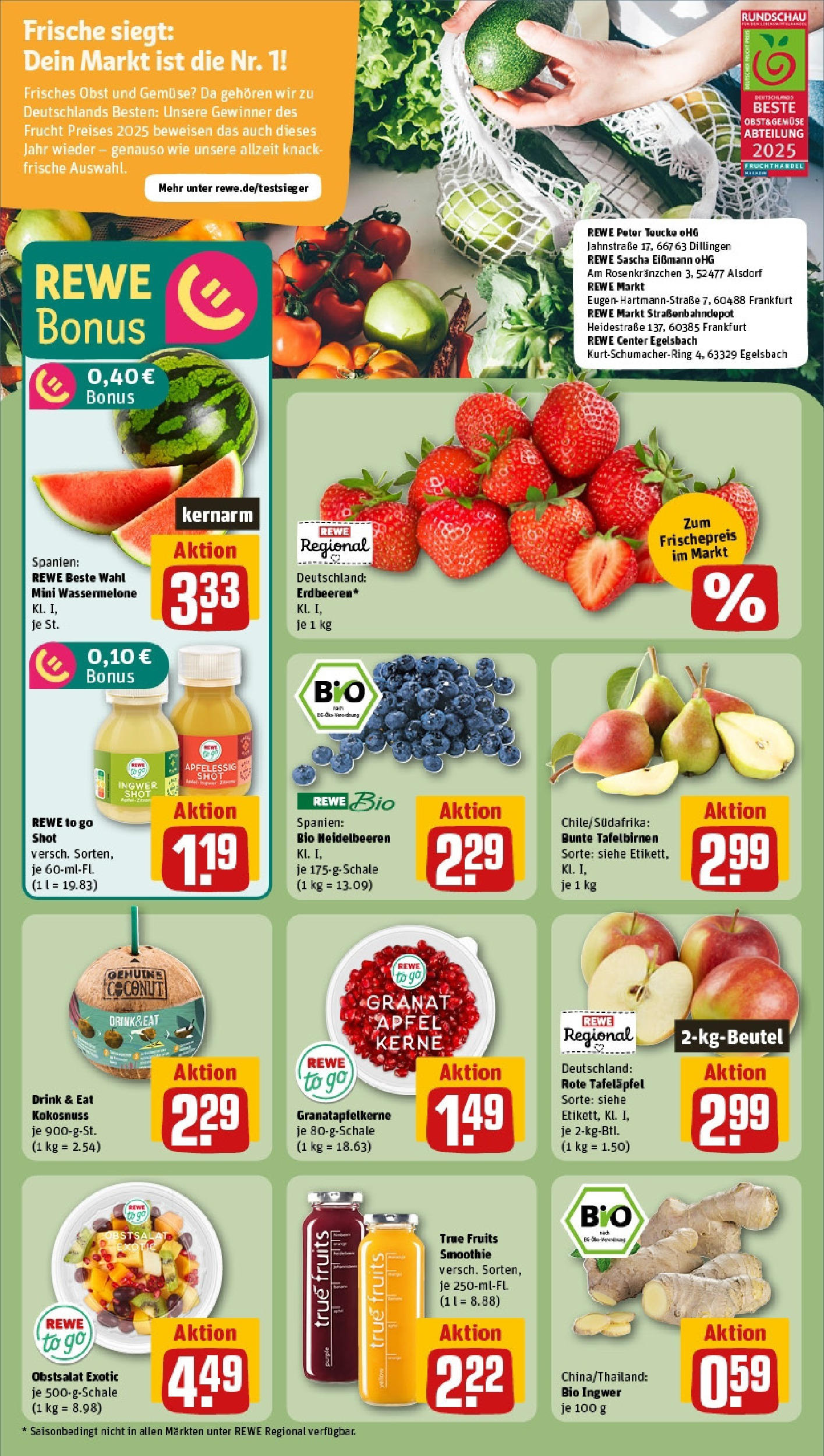 Rewe prospekt Mannheim / Rheinau	 (ab 25.05.2025) zum Blättern » Angebote | Seite: 6 | Produkte: Heidelbeeren, Gemüse, Obst, Wassermelone