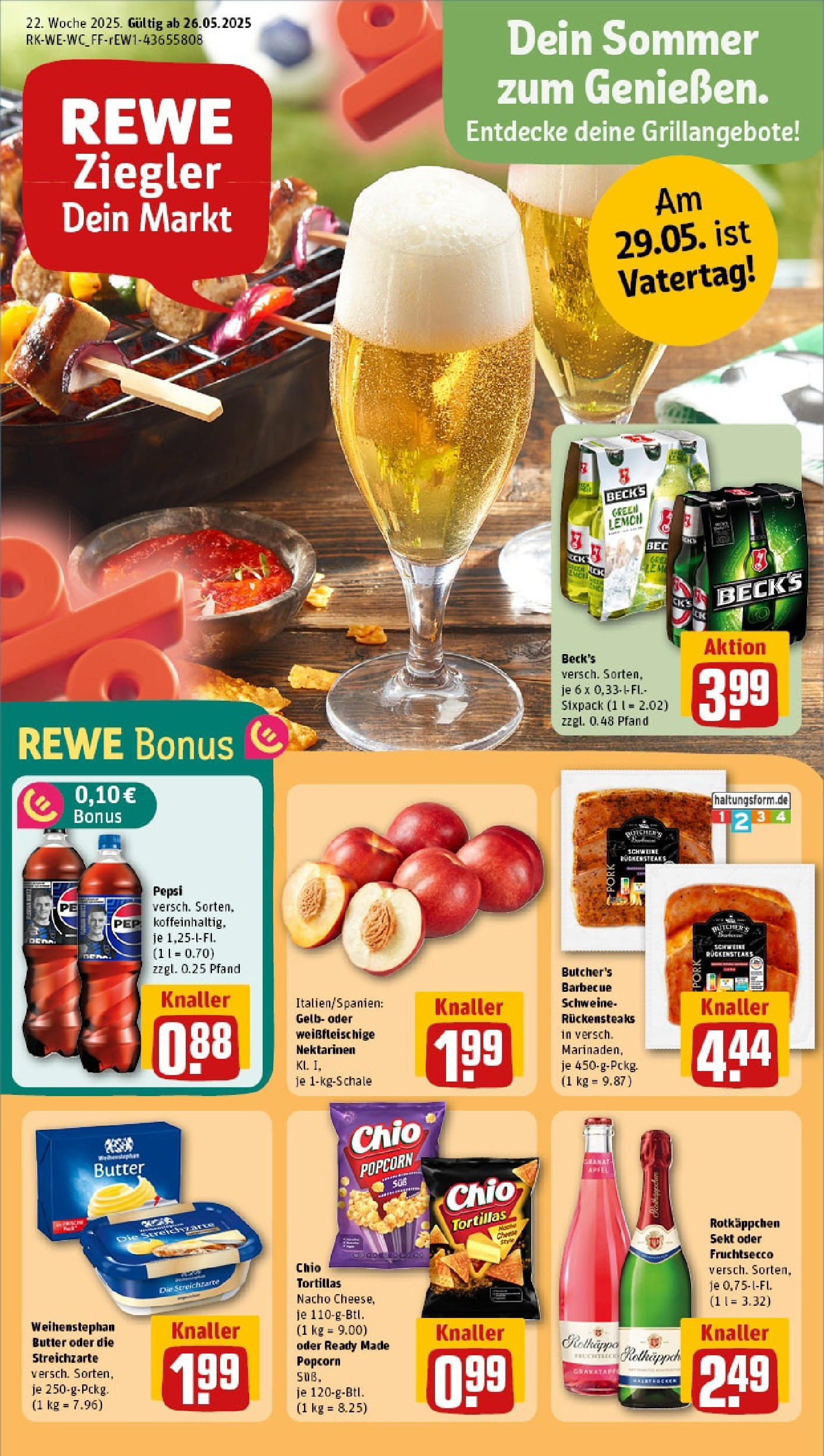 Rewe prospekt Köln / Neustadt-Nord	 (ab 25.05.2025) zum Blättern » Angebote | Seite: 1 | Produkte: Butter, Nektarinen, Sekt, Weihenstephan butter