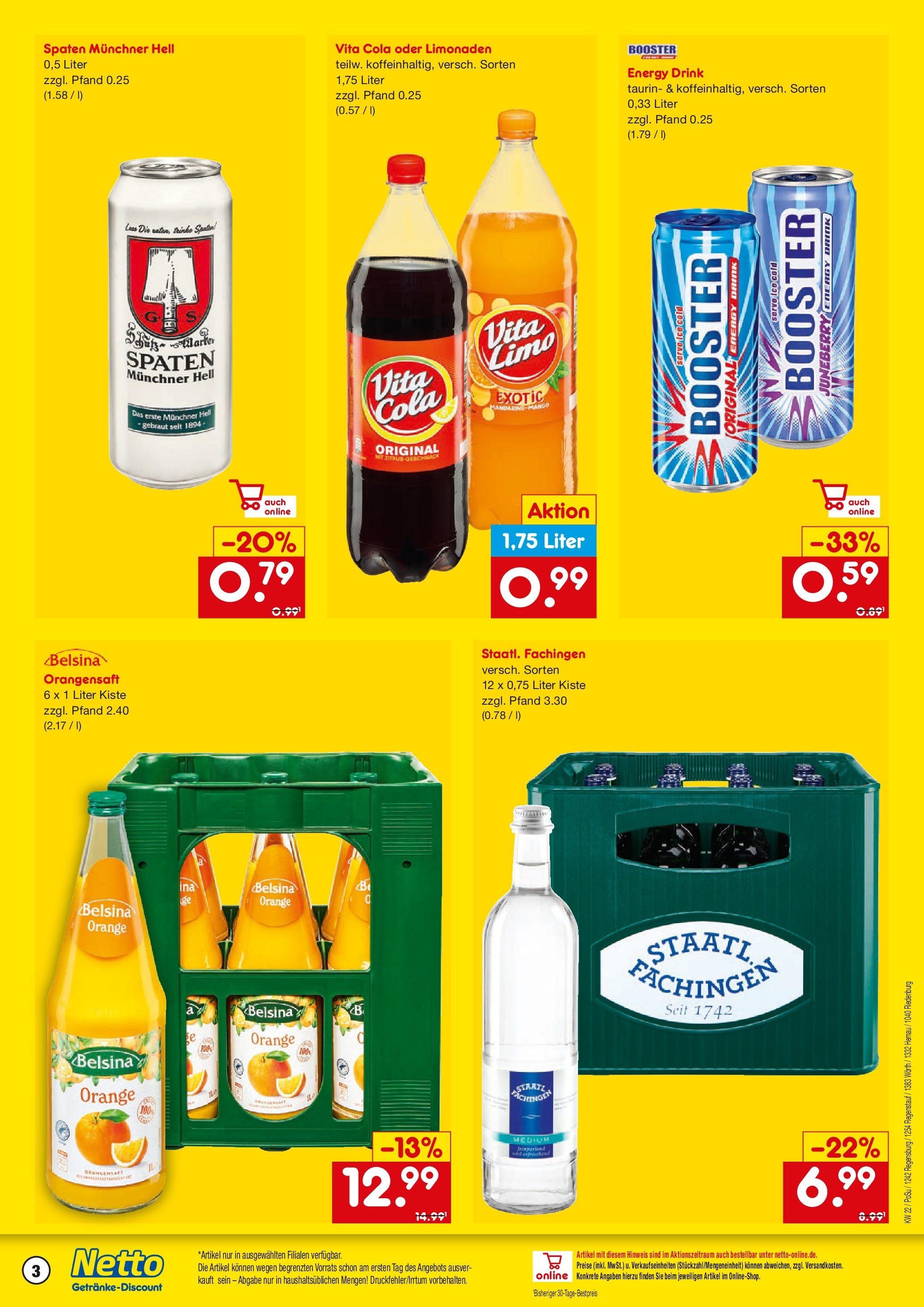 Netto Marken-Discount prospekt Regensburg	 (ab 26.05.2025) » Angebote | Seite: 3 | Produkte: Cola, Energy, Mango, Vita cola