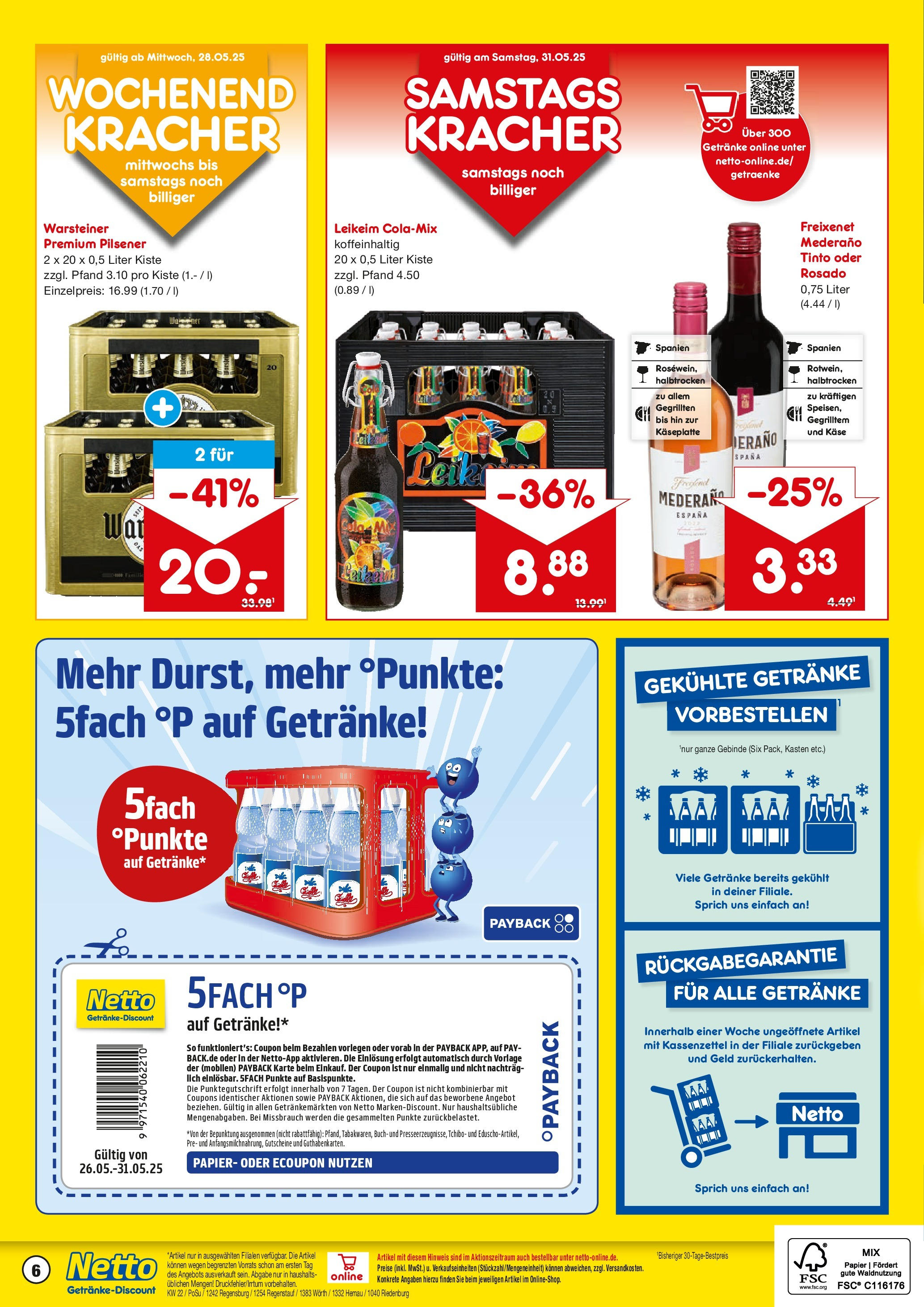 Netto Marken-Discount prospekt Regensburg	 (ab 26.05.2025) » Angebote | Seite: 6 | Produkte: Käse, Freixenet, Freixenet mederano, Warsteiner