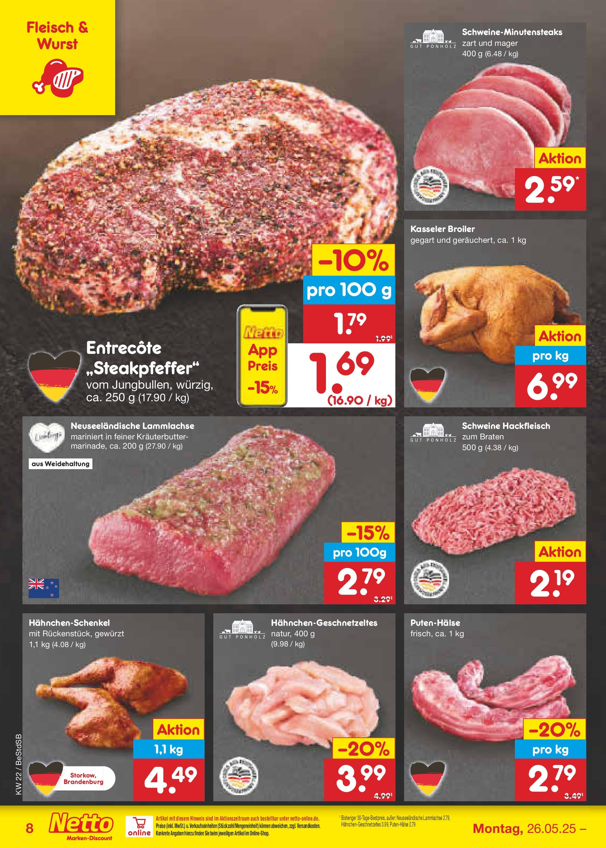 Netto Marken-Discount prospekt Berlin-Spandau (ab 26.05.2025) » Angebote | Seite: 10 | Produkte: Hahnchenschenkel, Kräuterbutter, Entrecote, Fleisch Netto Marken-Discount prospekt Berlin-Spandau (ab 26.05.2025) » Angebote | Seite: 10 | Produkte: Hahnchenschenkel, Kräuterbutter, Entrecote, Fleisch