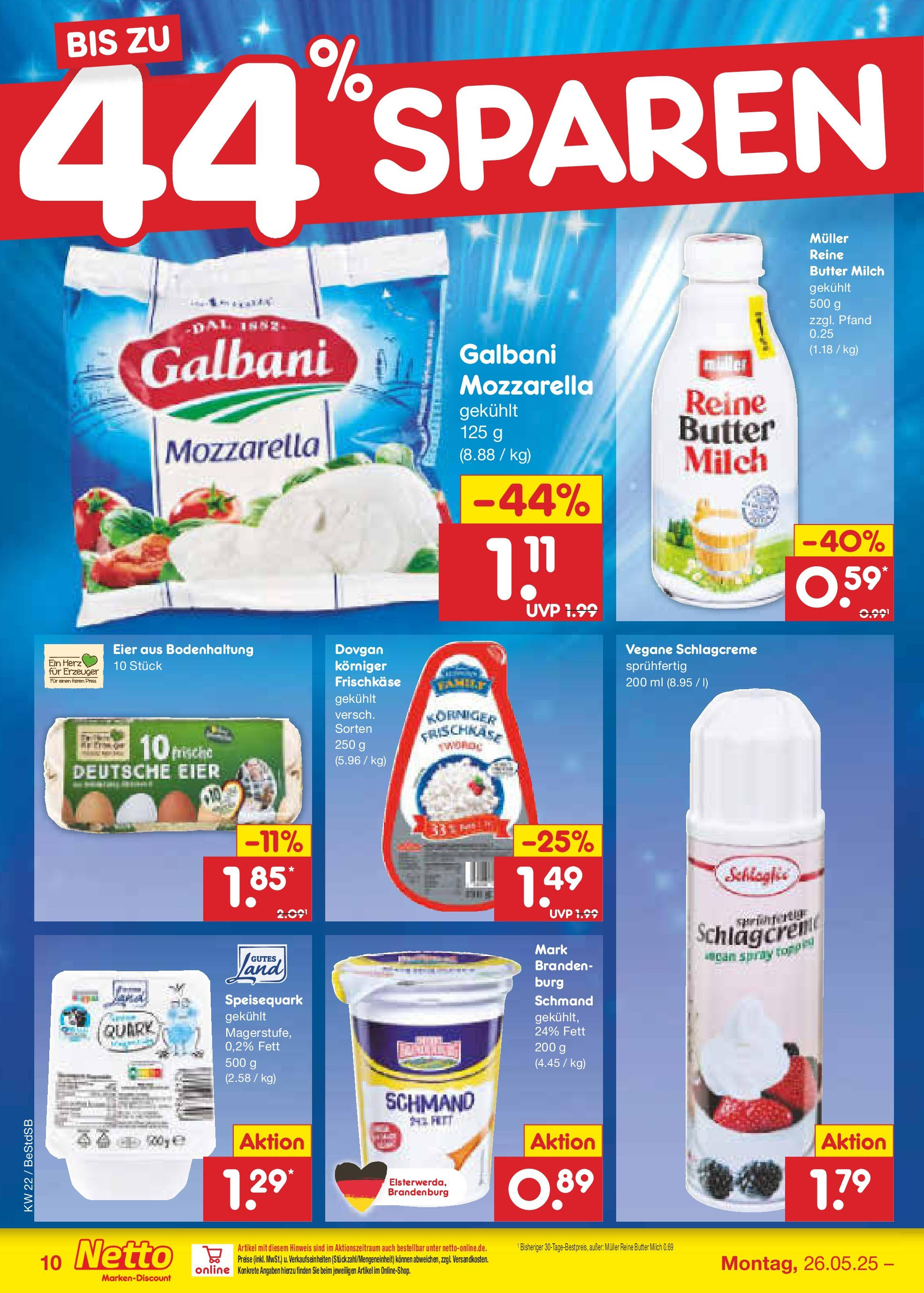 Netto Marken-Discount prospekt Berlin-Spandau (ab 26.05.2025) » Angebote | Seite: 14 | Produkte: Milch, Butter, Eier, Speisequark Netto Marken-Discount prospekt Berlin-Spandau (ab 26.05.2025) » Angebote | Seite: 14 | Produkte: Milch, Butter, Eier, Speisequark