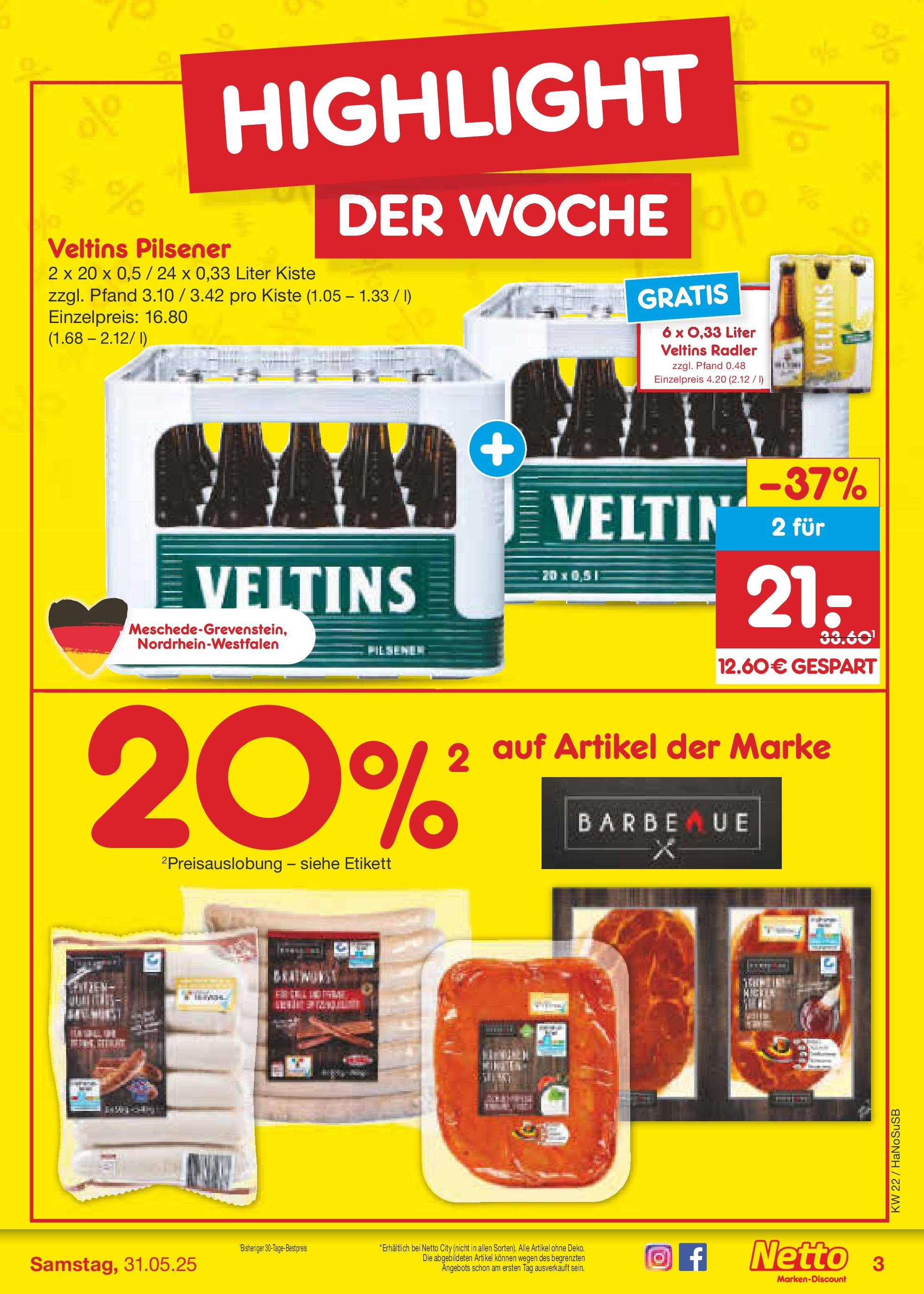 Netto Marken-Discount prospekt Schwerte-Geisecke (ab 26.05.2025) » Angebote | Seite: 3 | Produkte: Radler, Veltins