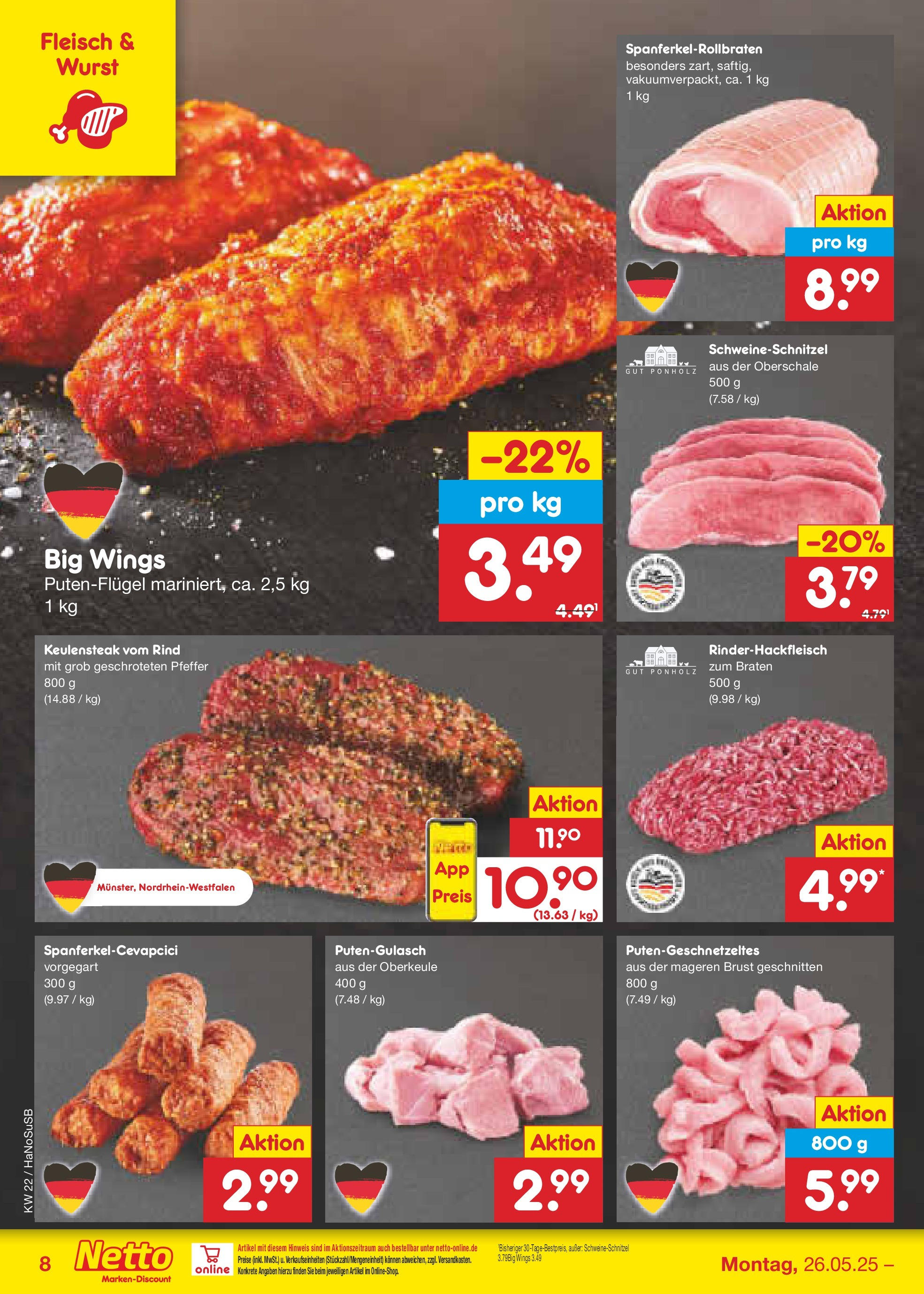 Netto Marken-Discount prospekt Schwerte-Geisecke (ab 26.05.2025) » Angebote | Seite: 10 | Produkte: Pfeffer, Wurst, Steak, Fleisch
