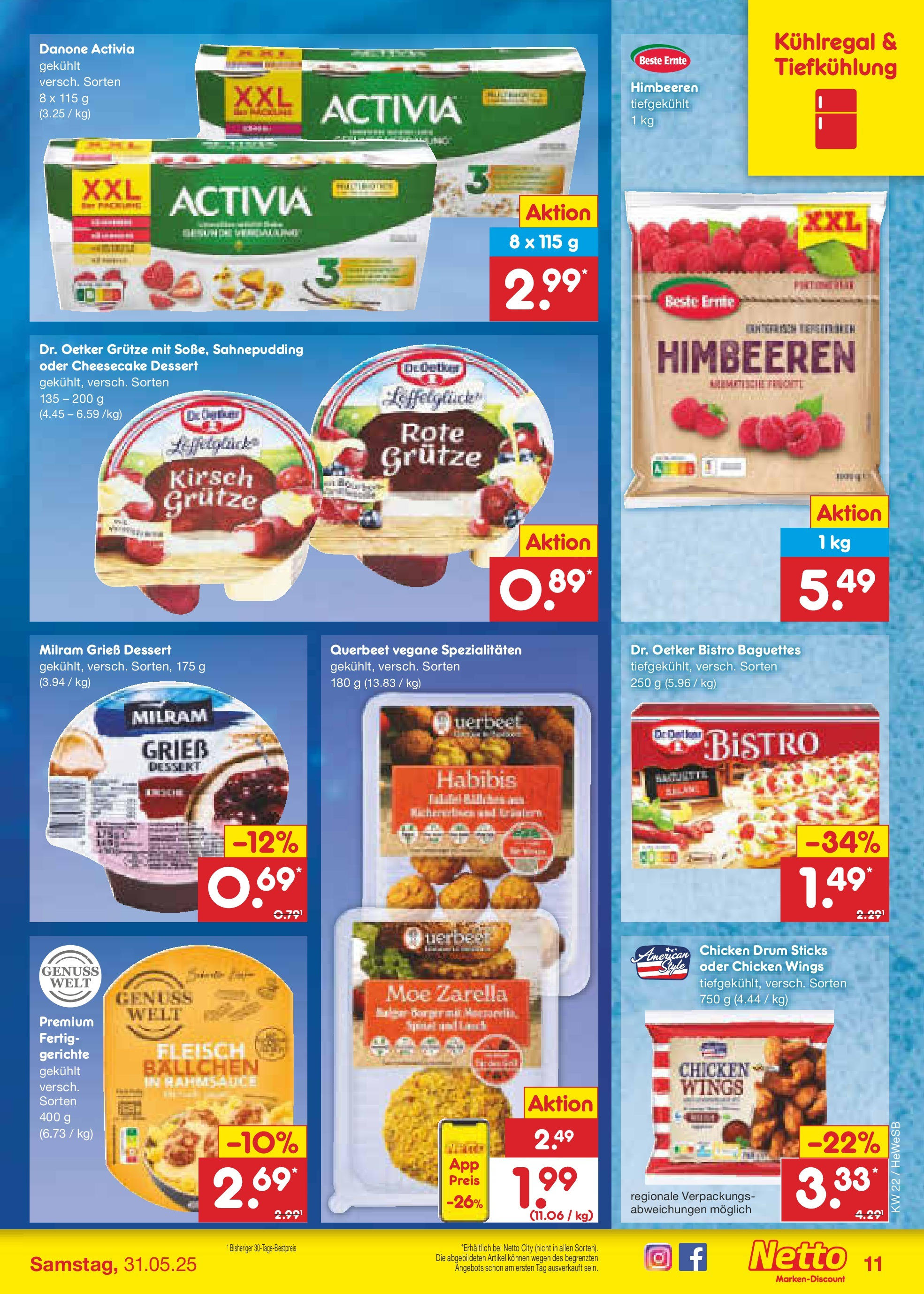Netto Marken-Discount prospekt Brietlingen (ab 26.05.2025) » Angebote | Seite: 15 | Produkte: Himbeeren, Activia, Danone activia, Fleisch