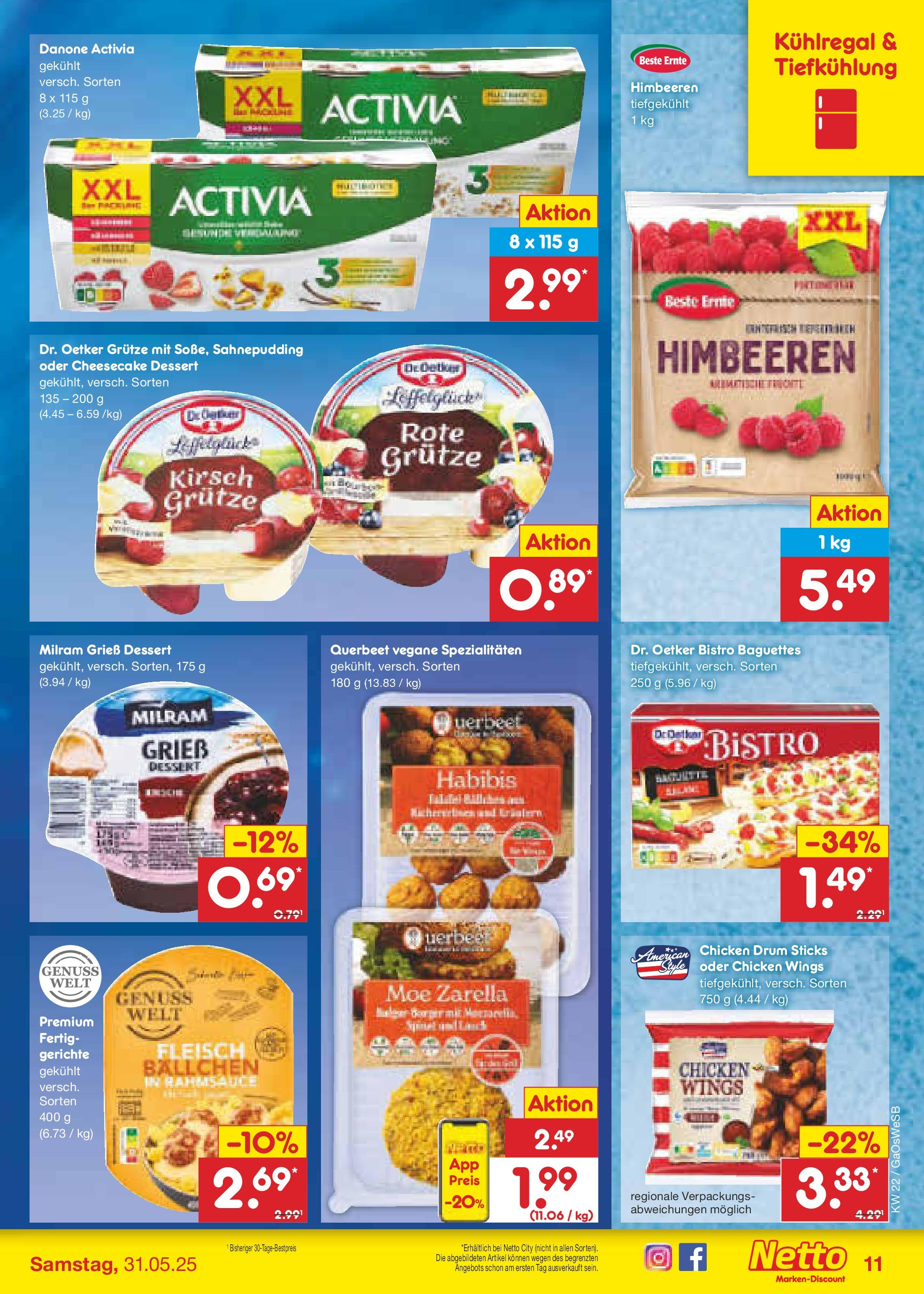 Netto Marken-Discount prospekt Moormerland	 (ab 26.05.2025) » Angebote | Seite: 15 | Produkte: Himbeeren, Activia, Danone activia, Milram