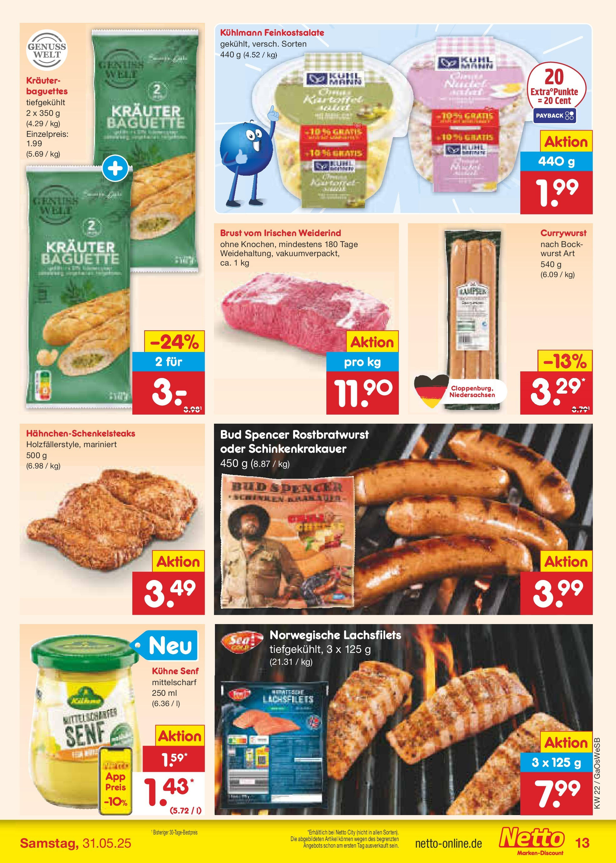 Netto Marken-Discount prospekt Moormerland	 (ab 26.05.2025) » Angebote | Seite: 17 | Produkte: Bockwurst, Baguette, Wurst