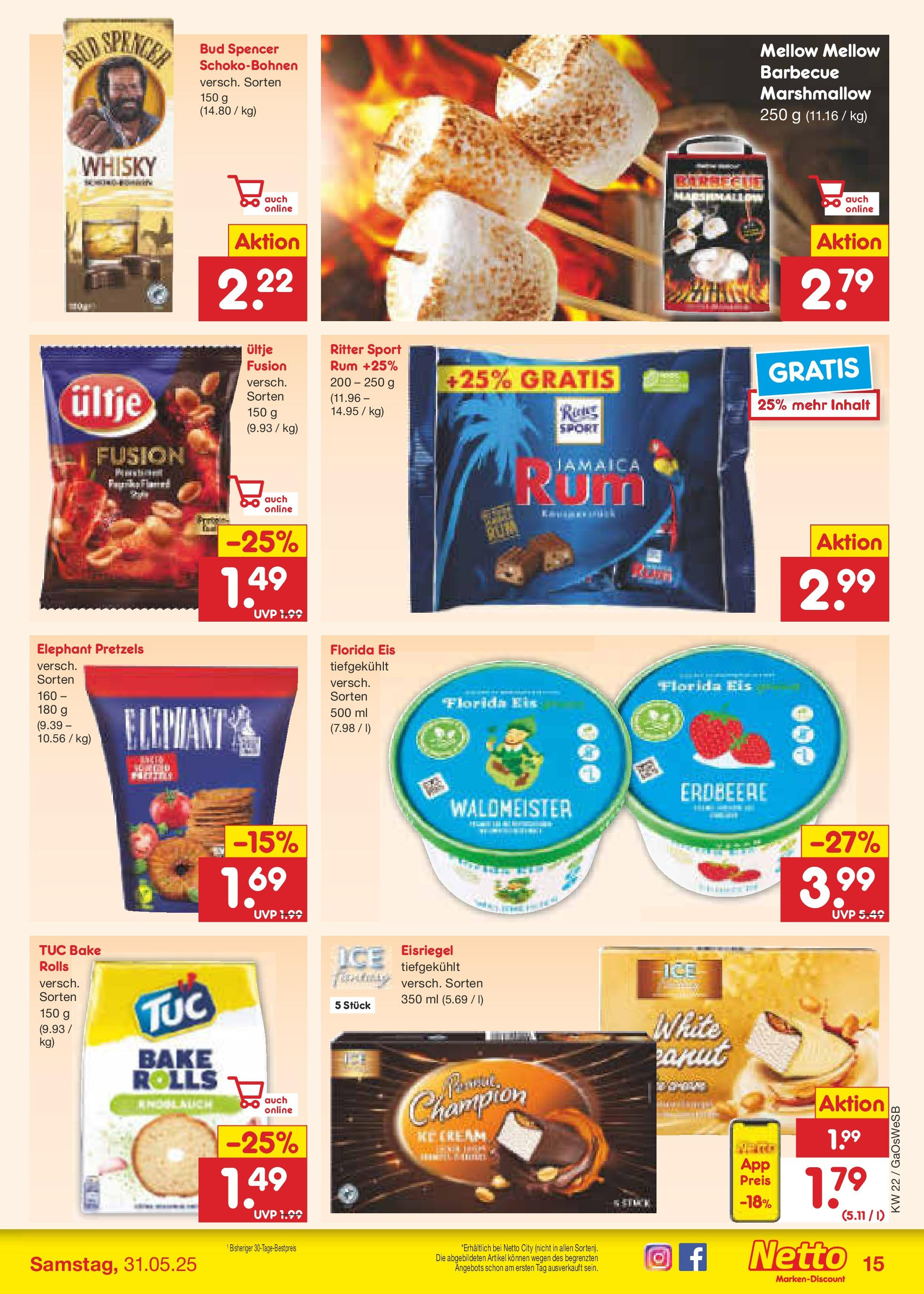 Netto Marken-Discount prospekt Moormerland	 (ab 26.05.2025) » Angebote | Seite: 19 | Produkte: Whisky, Rum, Ritter sport, Eis