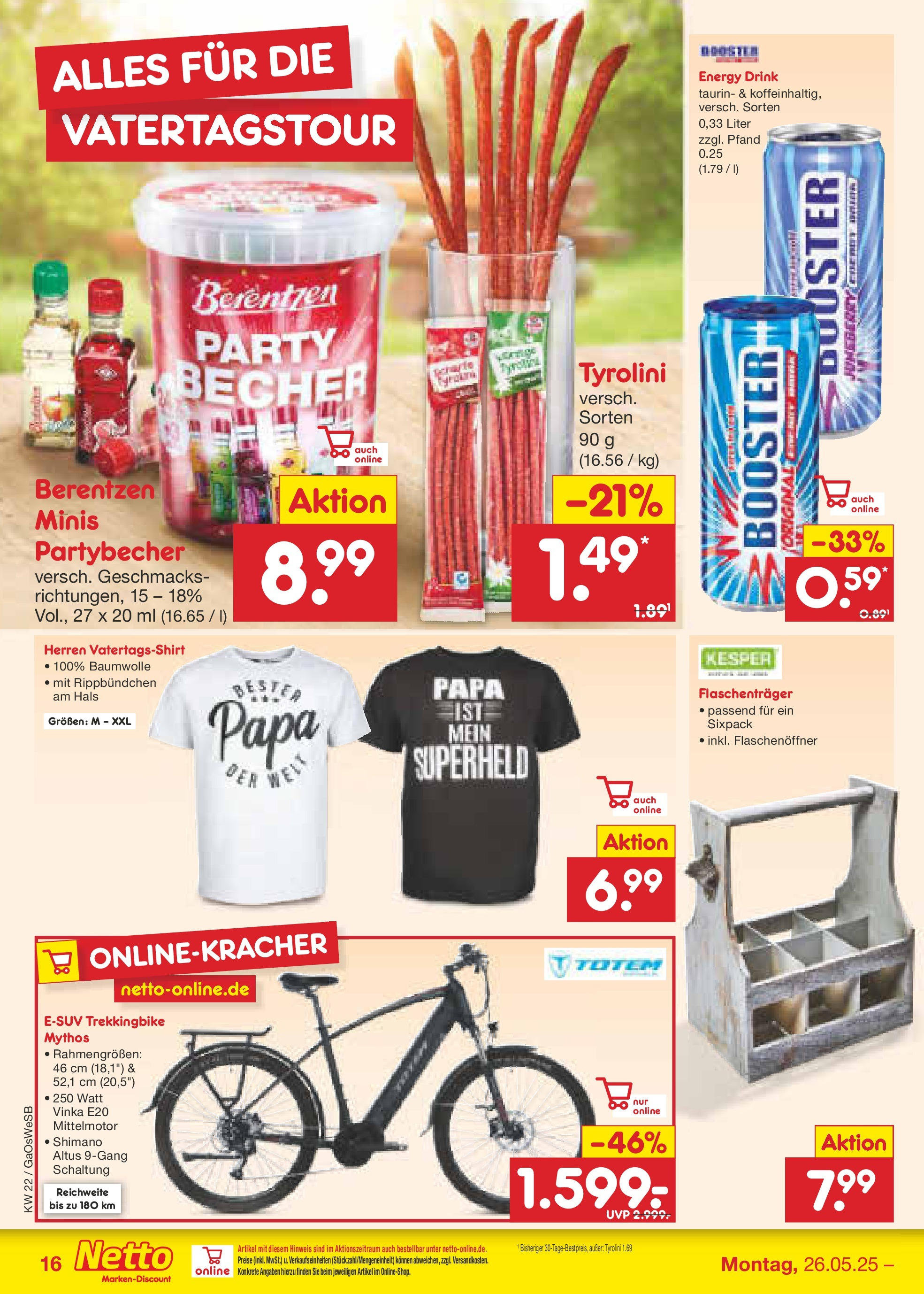 Netto Marken-Discount prospekt Moormerland	 (ab 26.05.2025) » Angebote | Seite: 20 | Produkte: T-Shirt, Energy, E-Bike, Berentzen