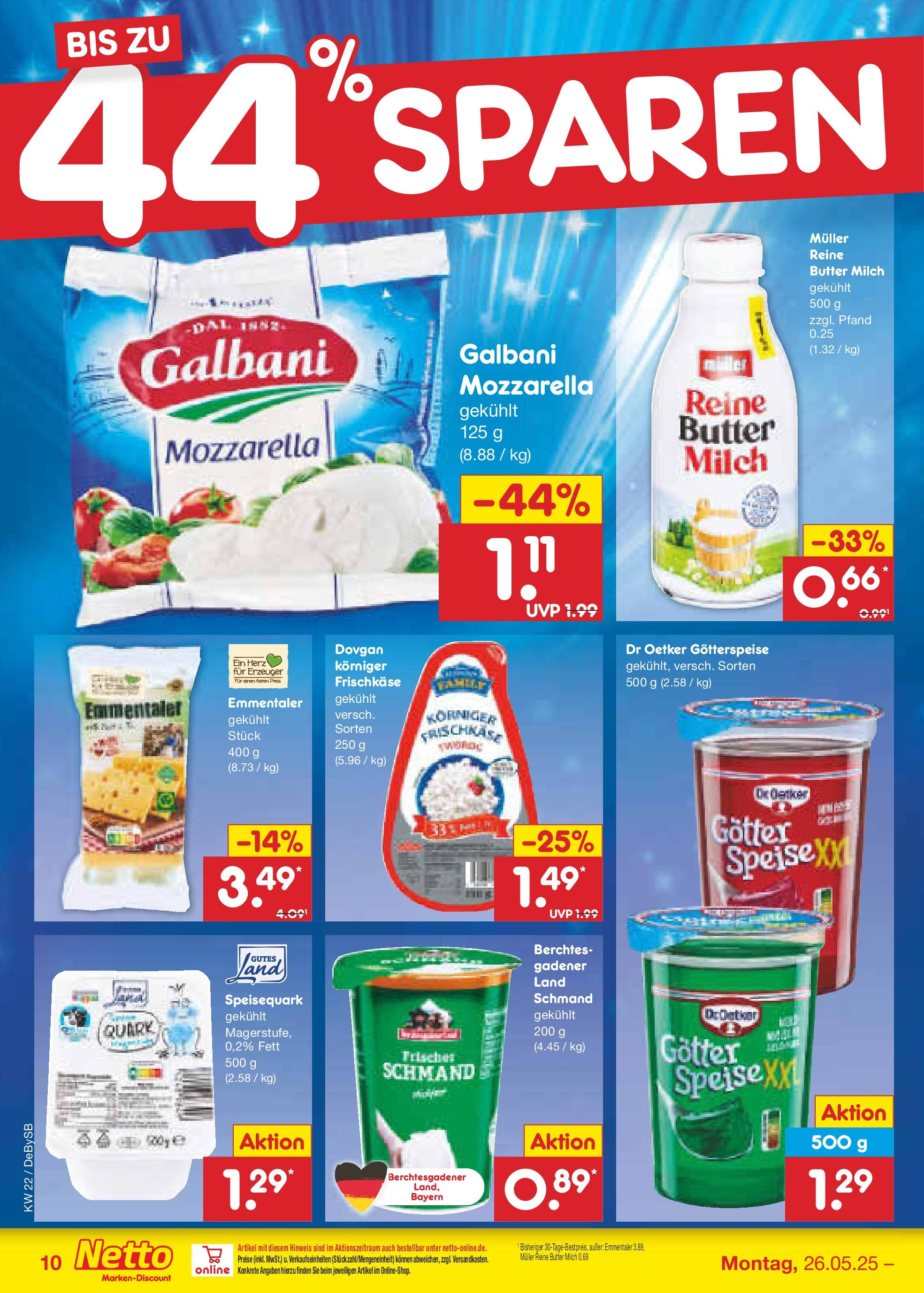 Netto Marken-Discount prospekt Thierhaupten (ab 26.05.2025) » Angebote | Seite: 14 | Produkte: Milch, Butter, Mozzarella, Frischkase