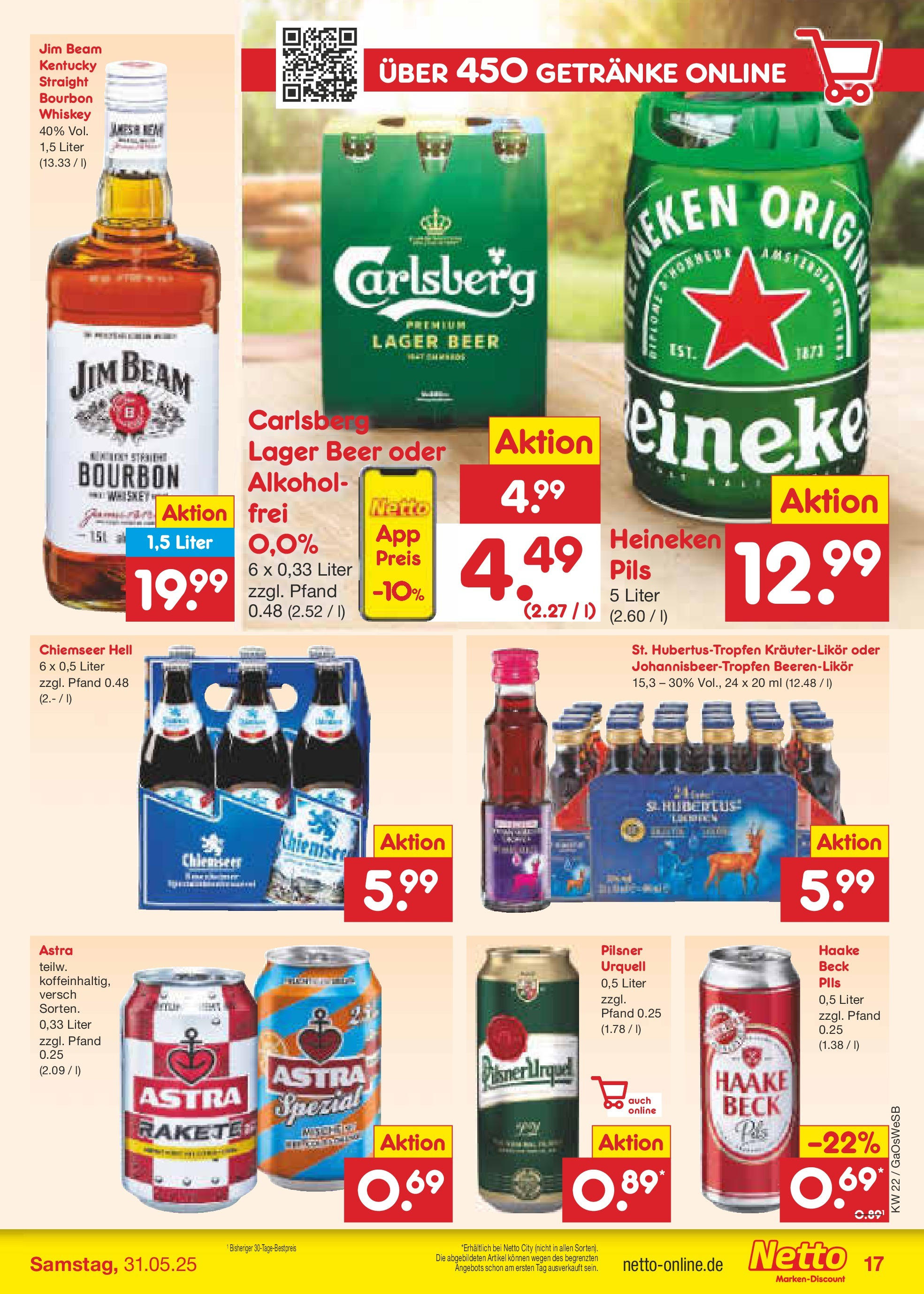 Netto Marken-Discount prospekt Moormerland	 (ab 26.05.2025) » Angebote | Seite: 21 | Produkte: Carlsberg, Heineken, Pilsner urquell, Bourbon