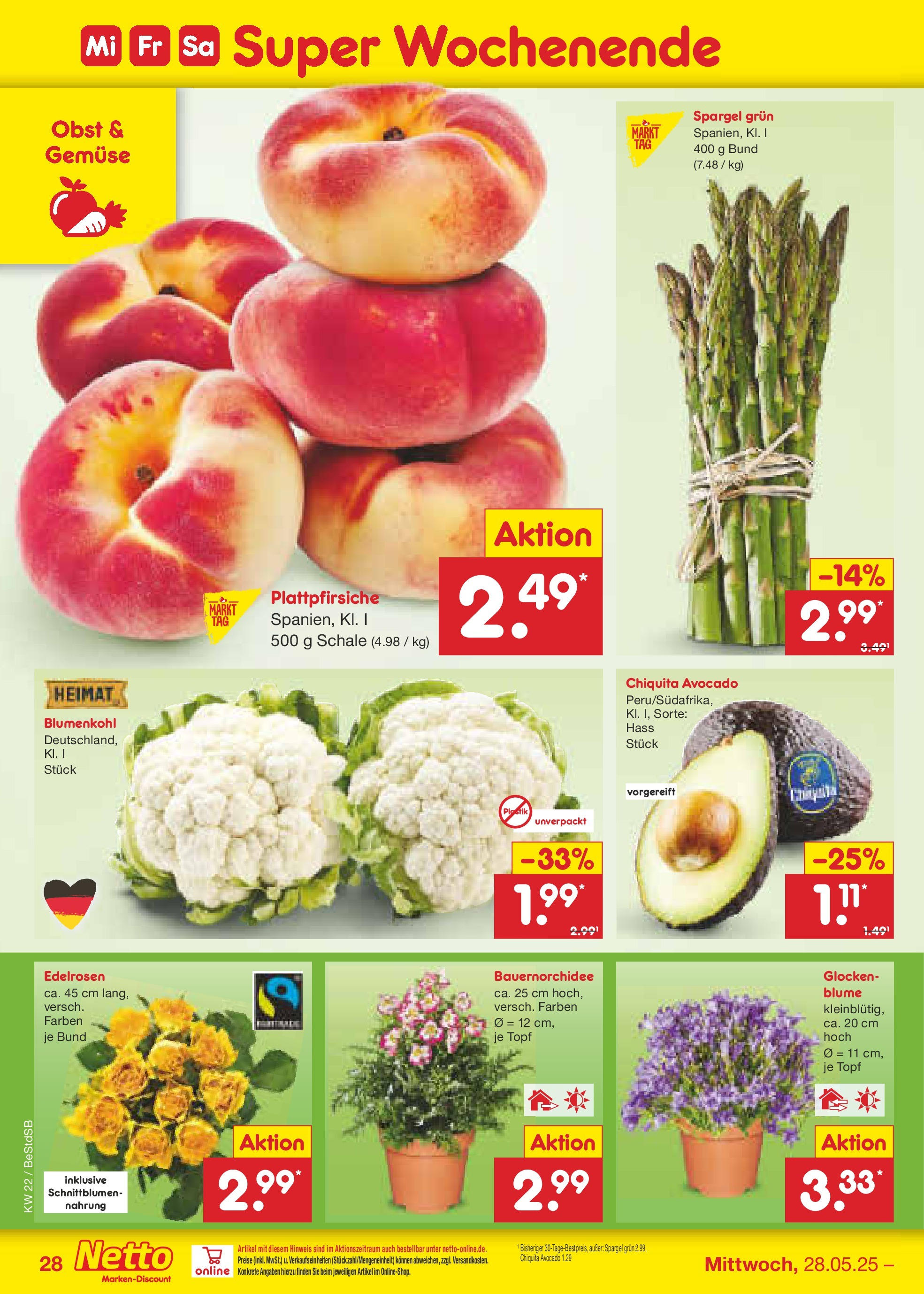 Netto Marken-Discount prospekt Berlin-Spandau (ab 26.05.2025) » Angebote | Seite: 46 | Produkte: Avocado, Gemüse, Obst, Blumenkohl Netto Marken-Discount prospekt Berlin-Spandau (ab 26.05.2025) » Angebote | Seite: 46 | Produkte: Avocado, Gemüse, Obst, Blumenkohl