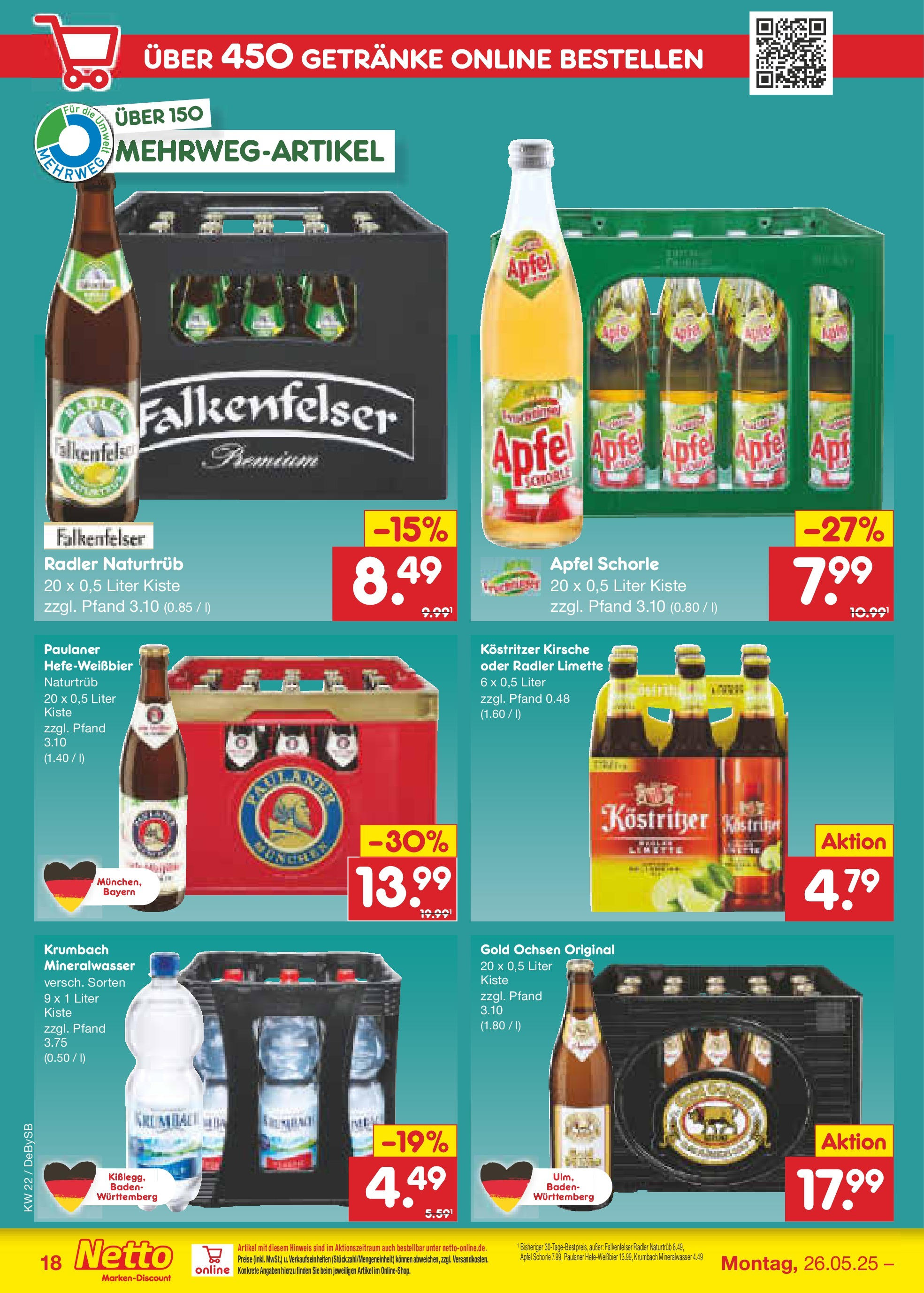 Netto Marken-Discount prospekt Thierhaupten (ab 26.05.2025) » Angebote | Seite: 26 | Produkte: Kostritzer, Äpfel, Radler, Limette