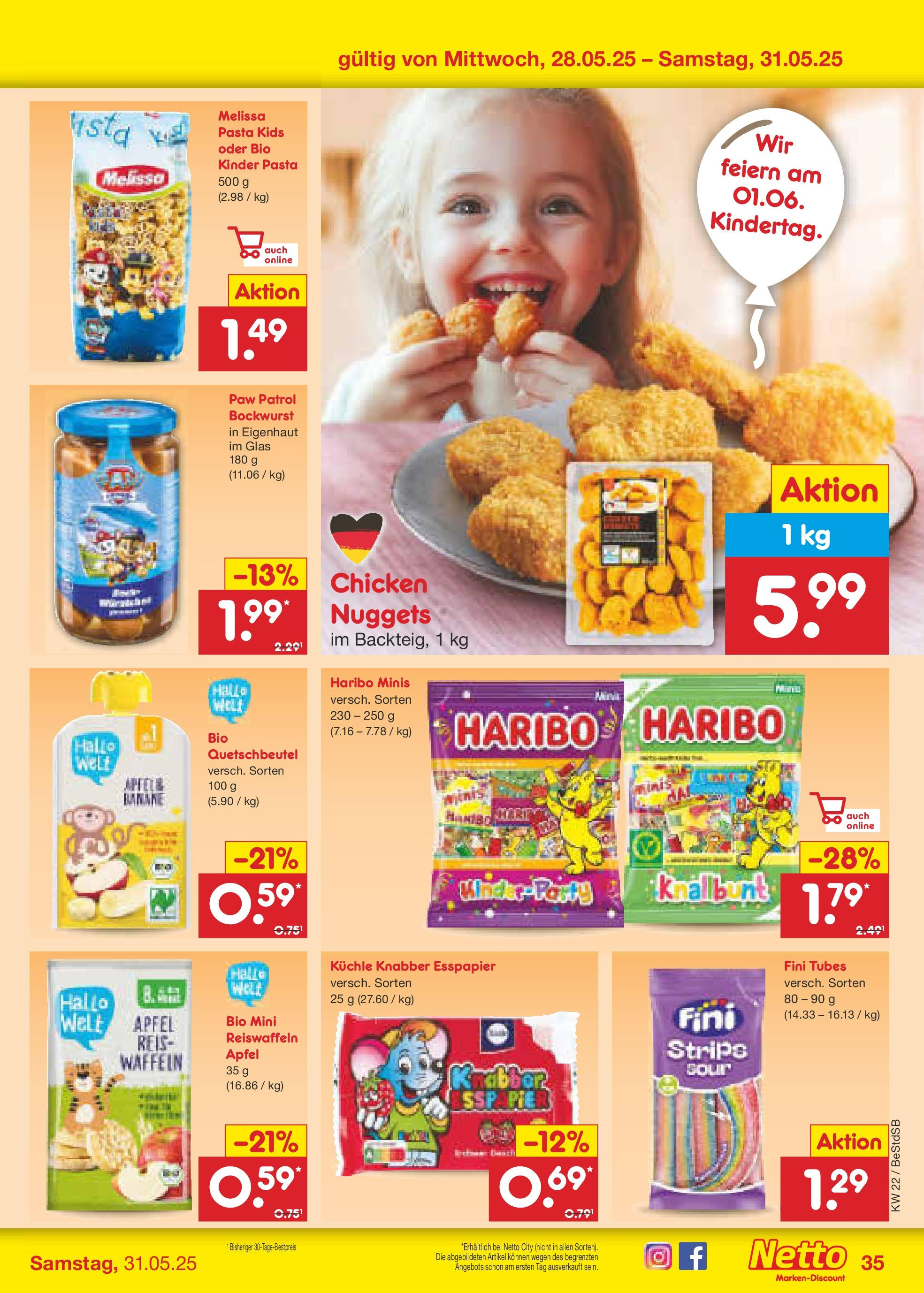 Netto Marken-Discount prospekt Berlin-Spandau (ab 26.05.2025) » Angebote | Seite: 55 | Produkte: Bockwurst, Äpfel, Pasta, Reis Netto Marken-Discount prospekt Berlin-Spandau (ab 26.05.2025) » Angebote | Seite: 55 | Produkte: Bockwurst, Äpfel, Pasta, Reis