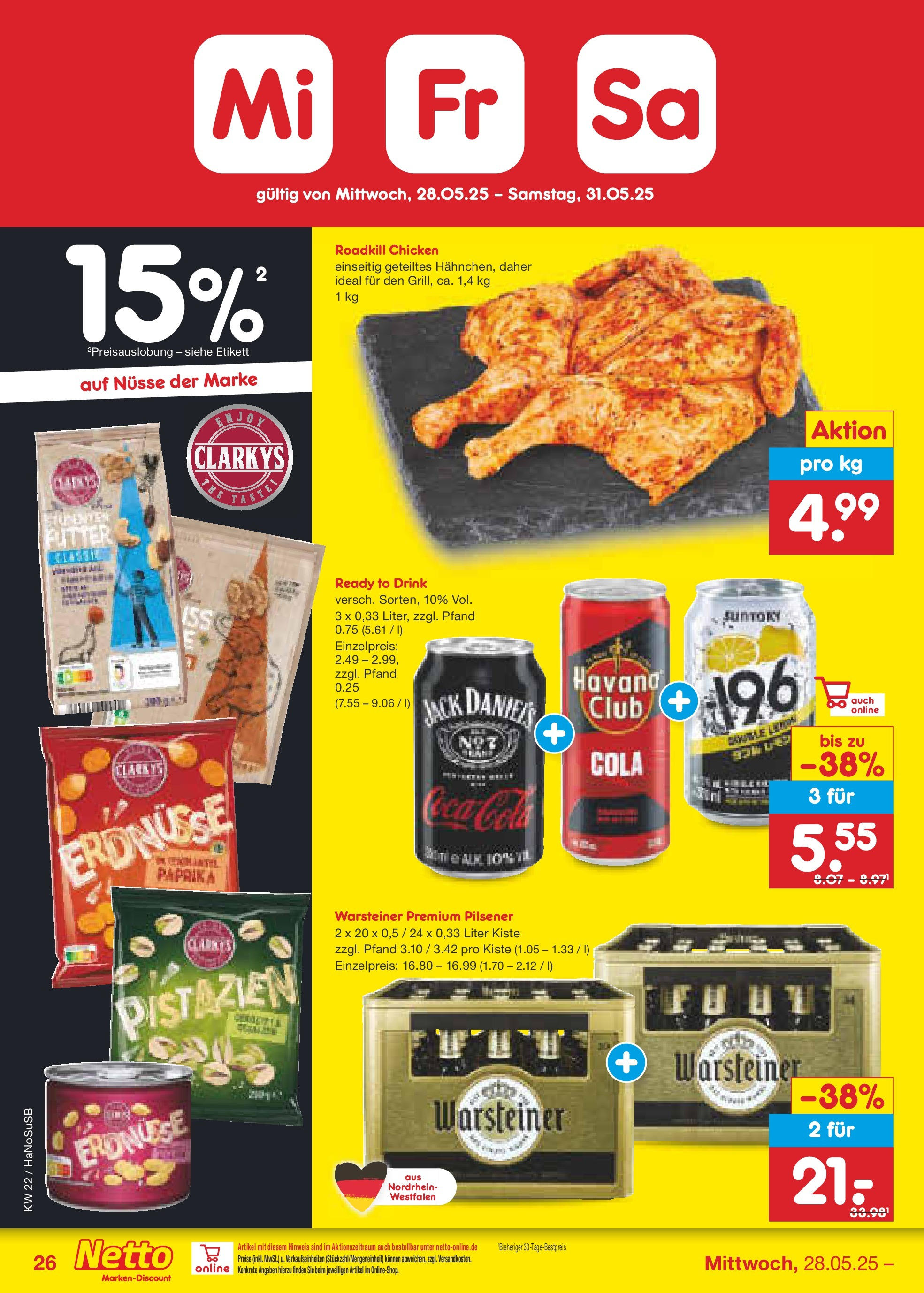 Netto Marken-Discount prospekt Schwerte-Geisecke (ab 26.05.2025) » Angebote | Seite: 44 | Produkte: Erdnüsse, Cola, Jack Daniel's, Pistazien