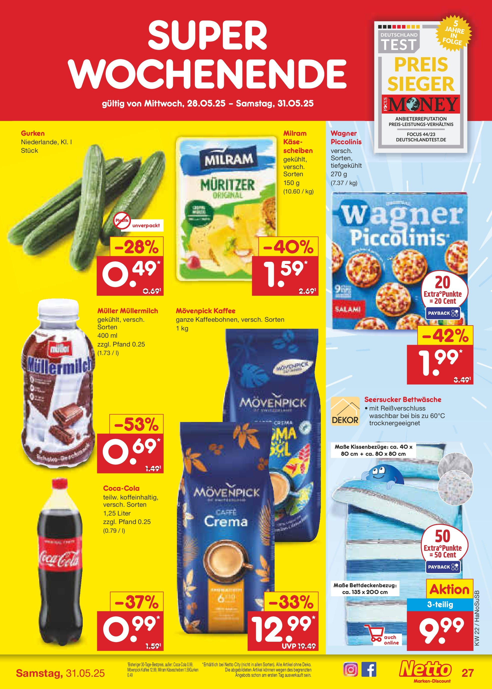 Netto Marken-Discount prospekt Schwerte-Geisecke (ab 26.05.2025) » Angebote | Seite: 45 | Produkte: Cola, Kaffee, Pizza, Gurken