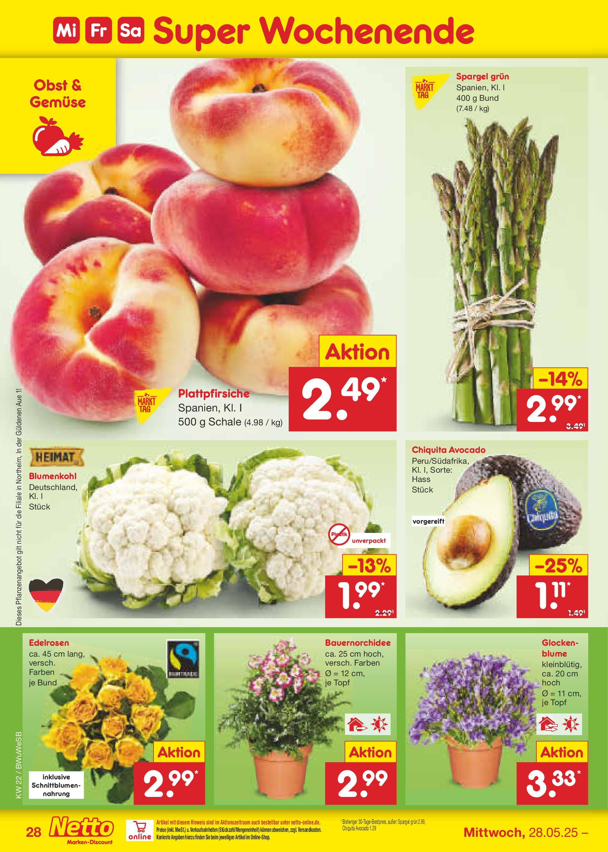 Netto Marken-Discount prospekt Stemwede-Dielingen (ab 26.05.2025) » Angebote | Seite: 46 | Produkte: Spargel, Avocado, Gemüse, Obst