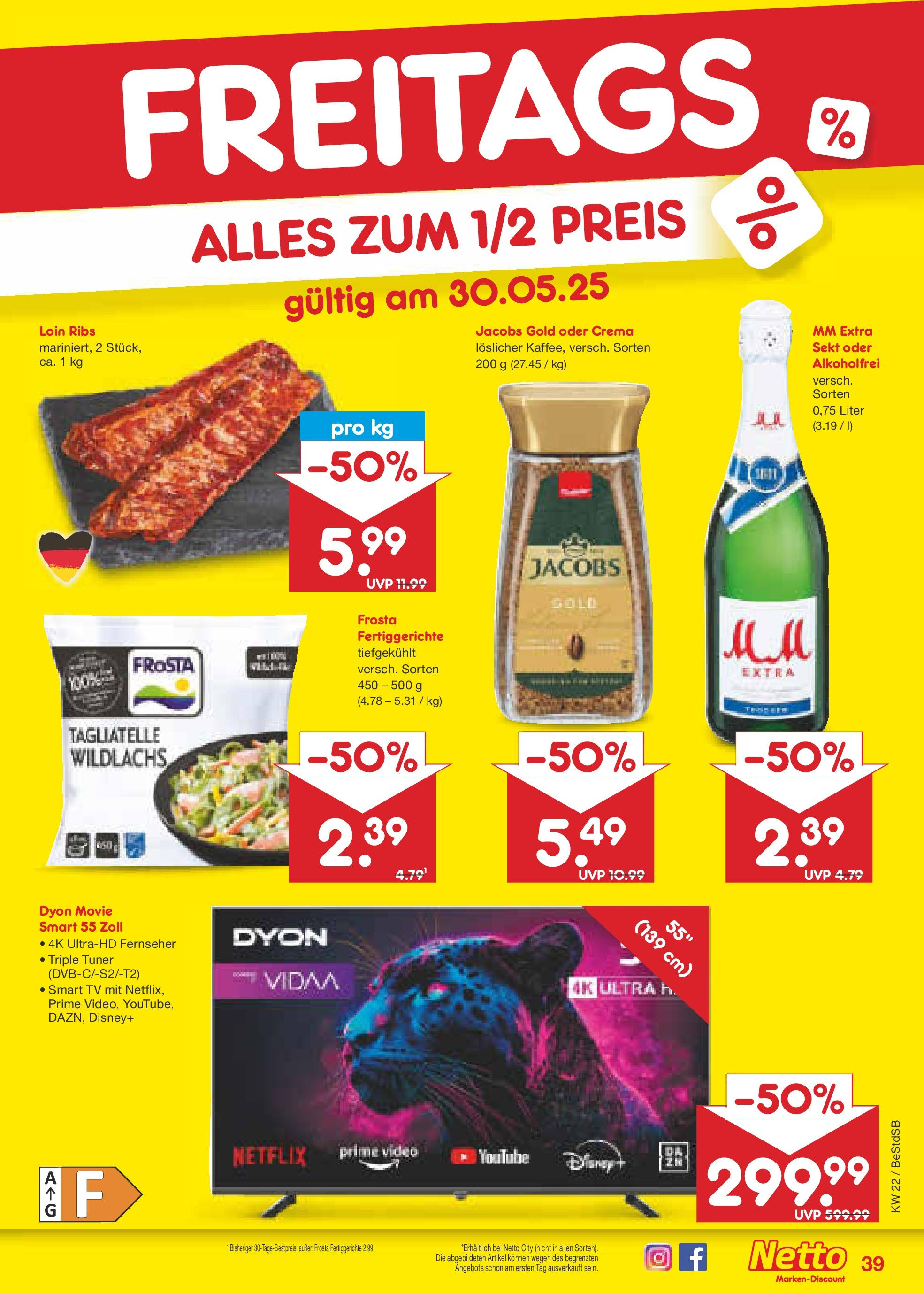 Netto Marken-Discount prospekt Berlin-Spandau (ab 26.05.2025) » Angebote | Seite: 61 | Produkte: Smart TV, Frosta, Fertiggerichte, Video Netto Marken-Discount prospekt Berlin-Spandau (ab 26.05.2025) » Angebote | Seite: 61 | Produkte: Smart TV, Frosta, Fertiggerichte, Video