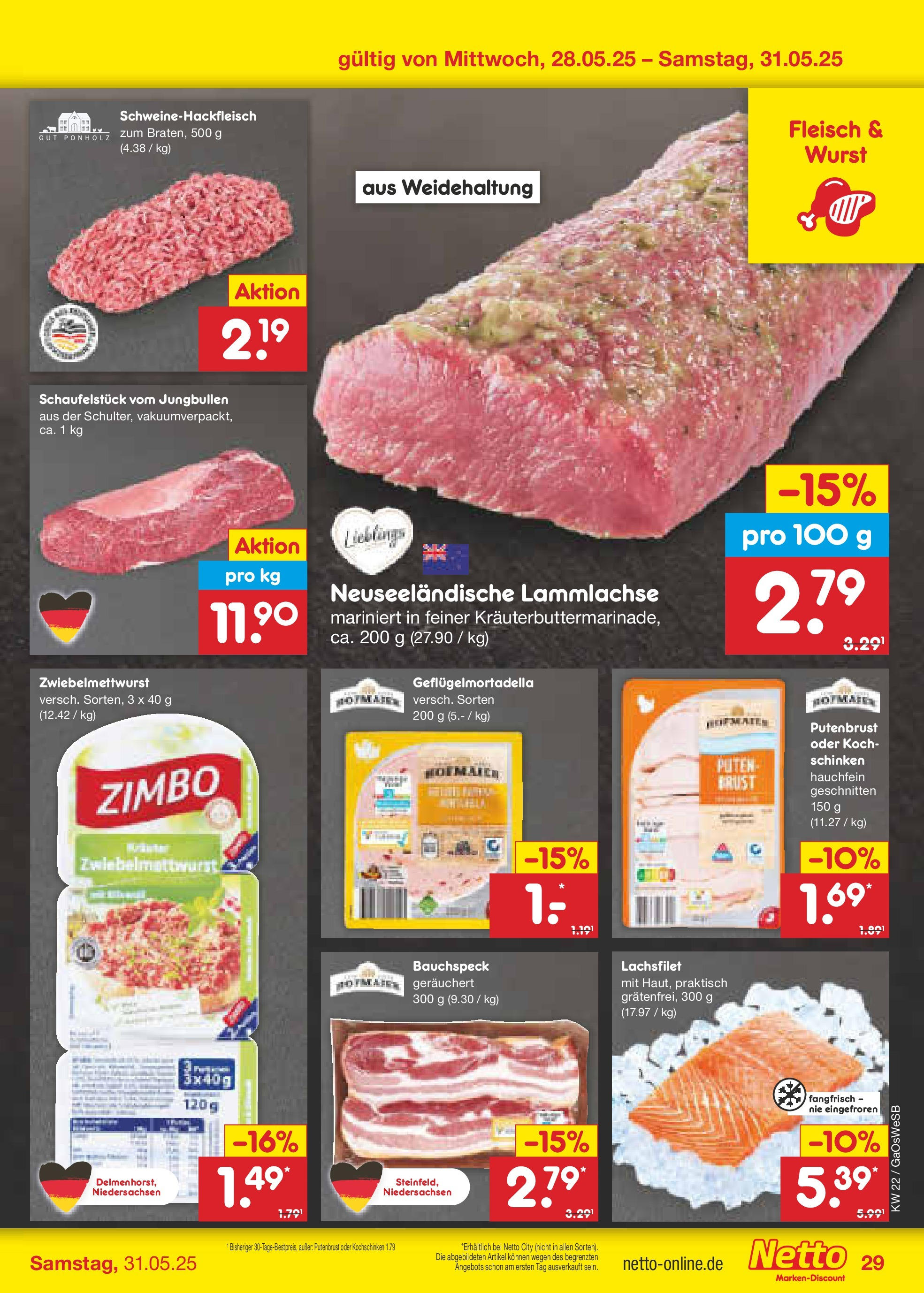 Netto Marken-Discount prospekt Moormerland	 (ab 26.05.2025) » Angebote | Seite: 47 | Produkte: Wurst, Schinken, Fleisch