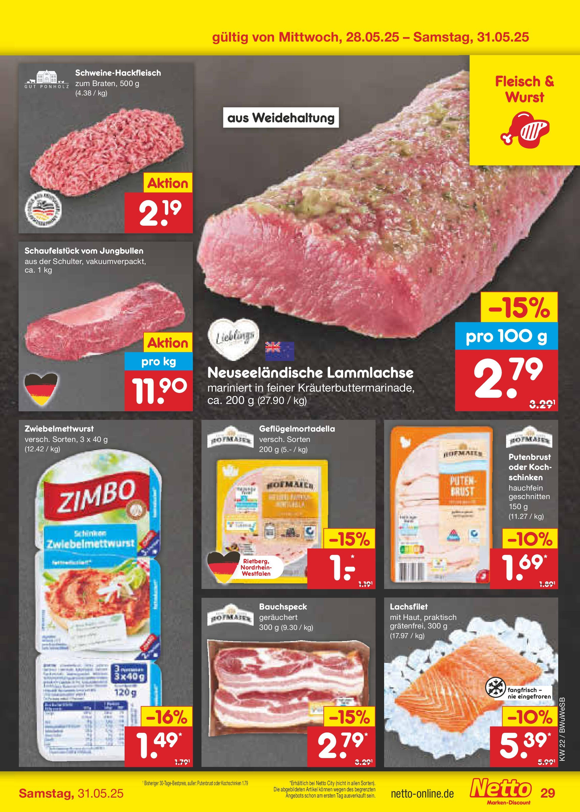 Netto Marken-Discount prospekt Stemwede-Dielingen (ab 26.05.2025) » Angebote | Seite: 47 | Produkte: Wurst, Schinken, Fleisch
