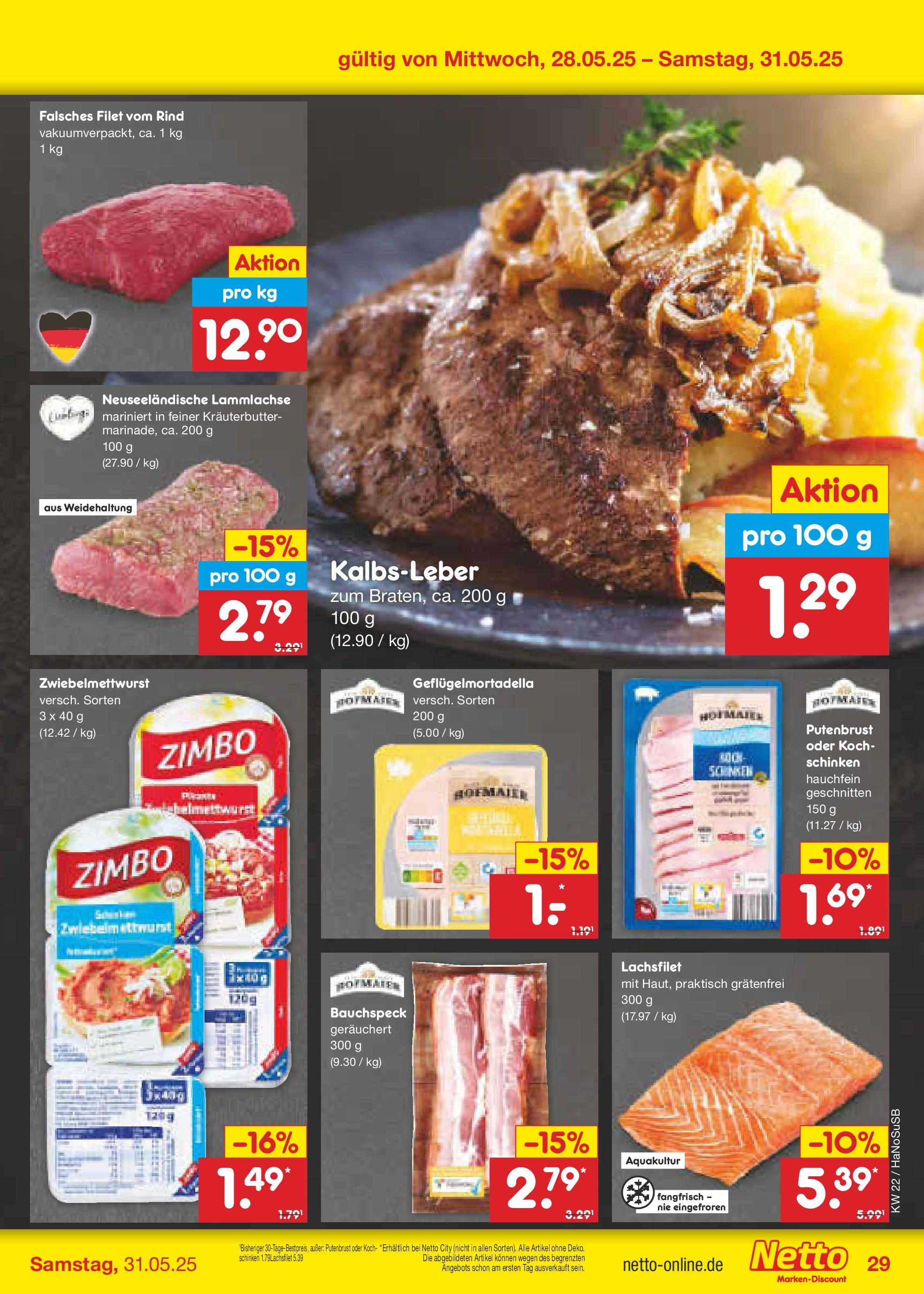 Netto Marken-Discount prospekt Schwerte-Geisecke (ab 26.05.2025) » Angebote | Seite: 47 | Produkte: Kräuterbutter, Kalbsleber, Schinken