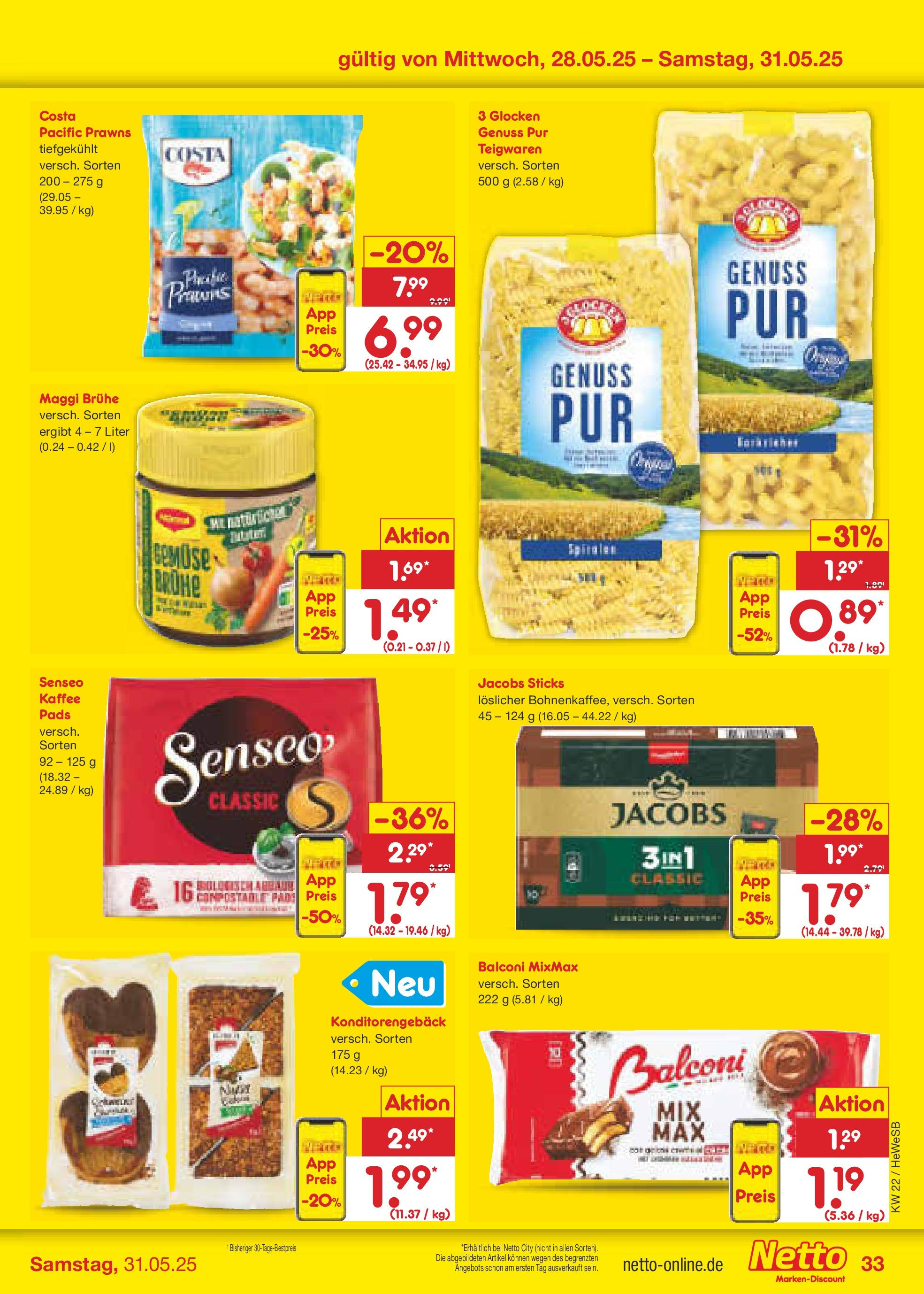 Netto Marken-Discount prospekt Brietlingen (ab 26.05.2025) » Angebote | Seite: 53 | Produkte: Maggi, Kaffee, Gemüse, Pasta