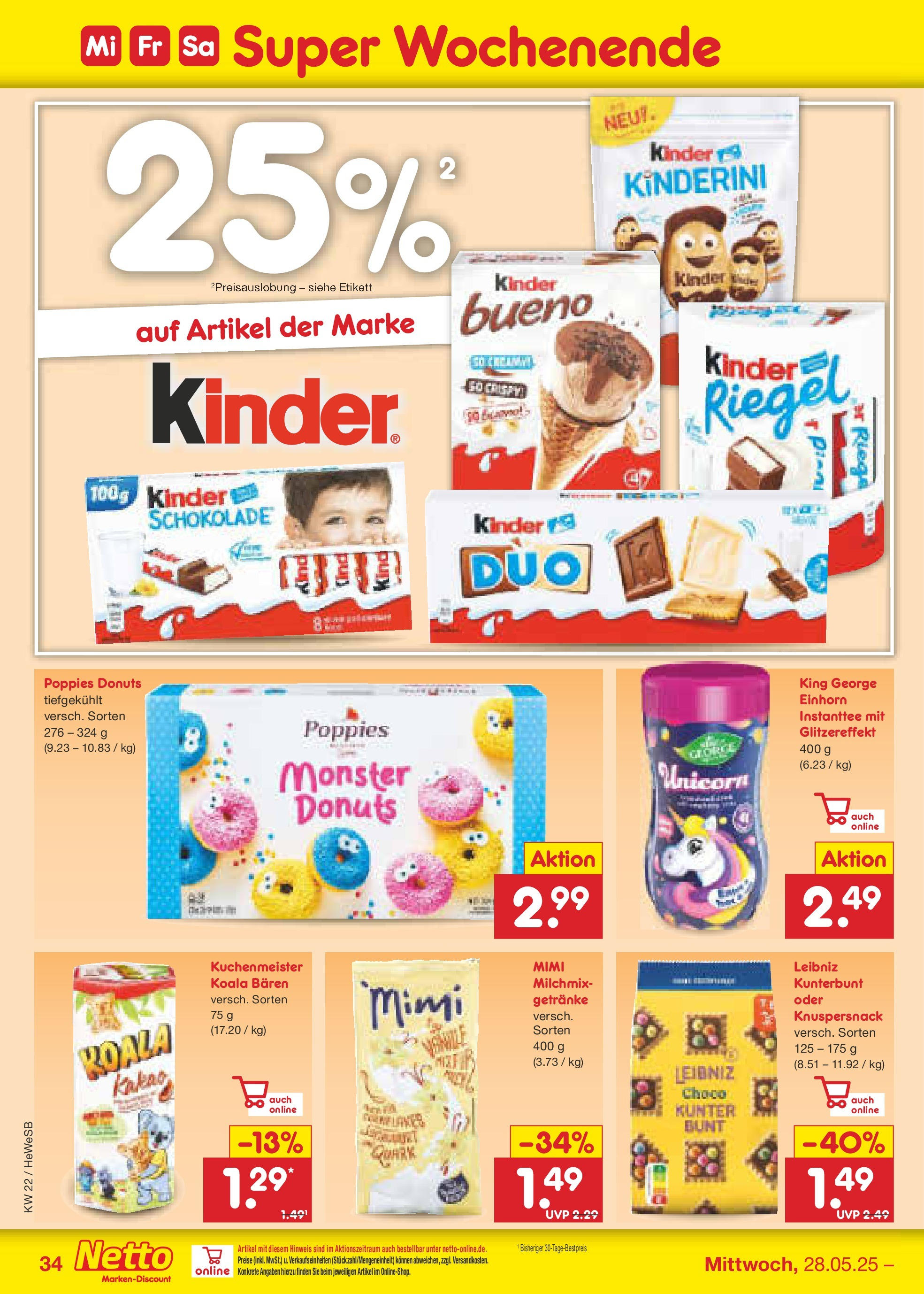 Netto Marken-Discount prospekt Brietlingen (ab 26.05.2025) » Angebote | Seite: 54 | Produkte: Quark, Schokolade, Kinder bueno, Kinder riegel