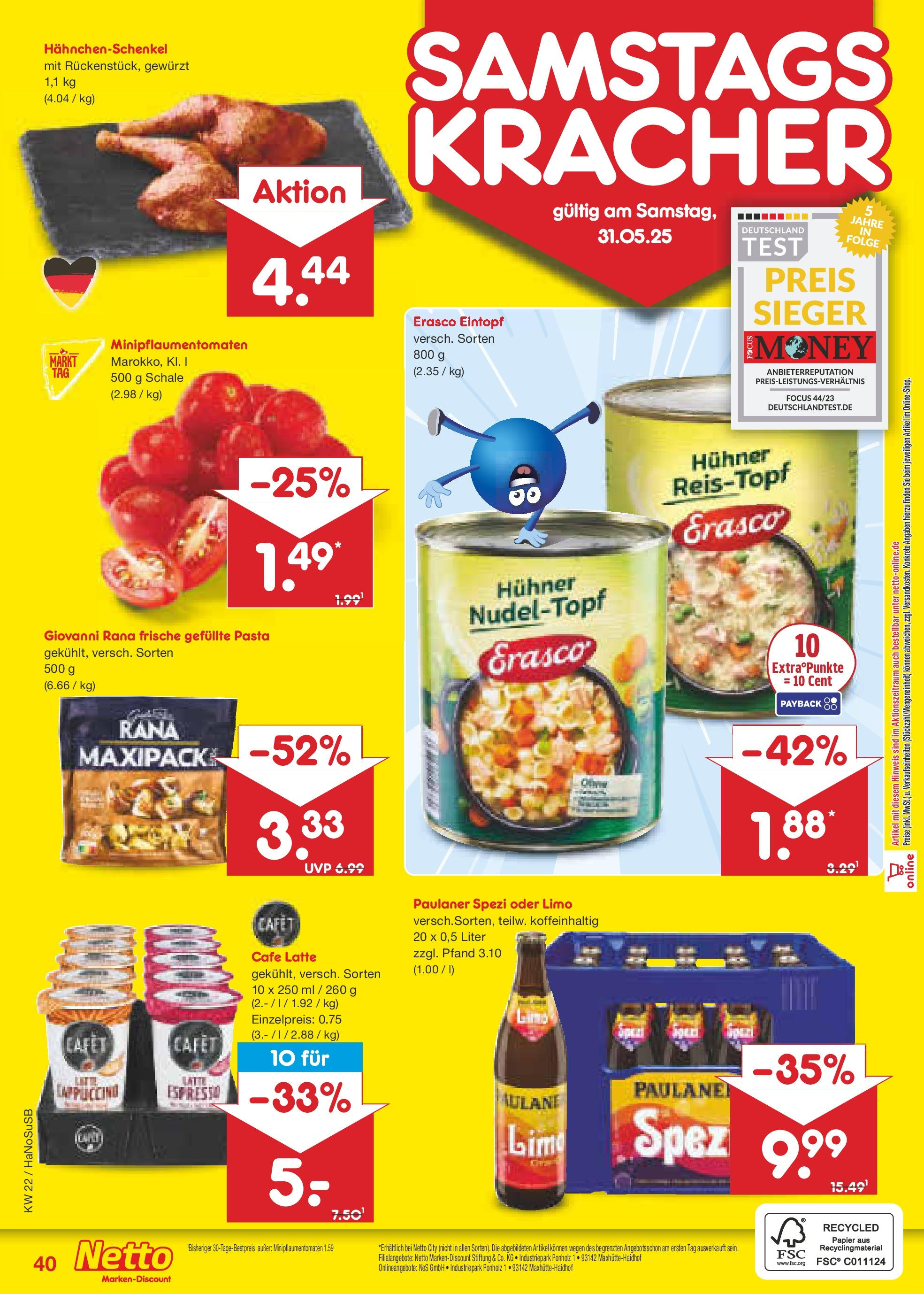 Netto Marken-Discount prospekt Schwerte-Geisecke (ab 26.05.2025) » Angebote | Seite: 62 | Produkte: Paulaner spezi, Pasta, Erasco, Paulaner