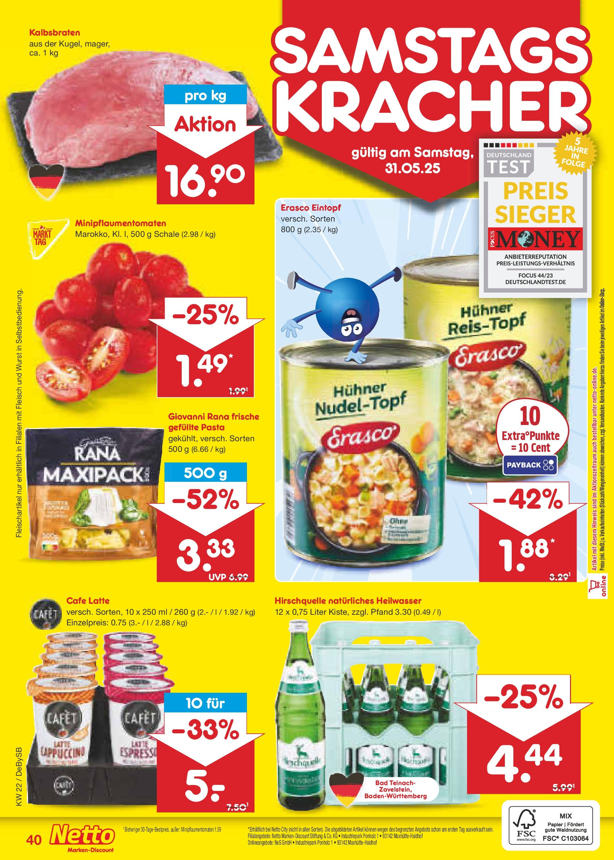Netto Marken-Discount prospekt Thierhaupten (ab 26.05.2025) » Angebote | Seite: 62 | Produkte: Bad, Pasta, Erasco, Fleisch