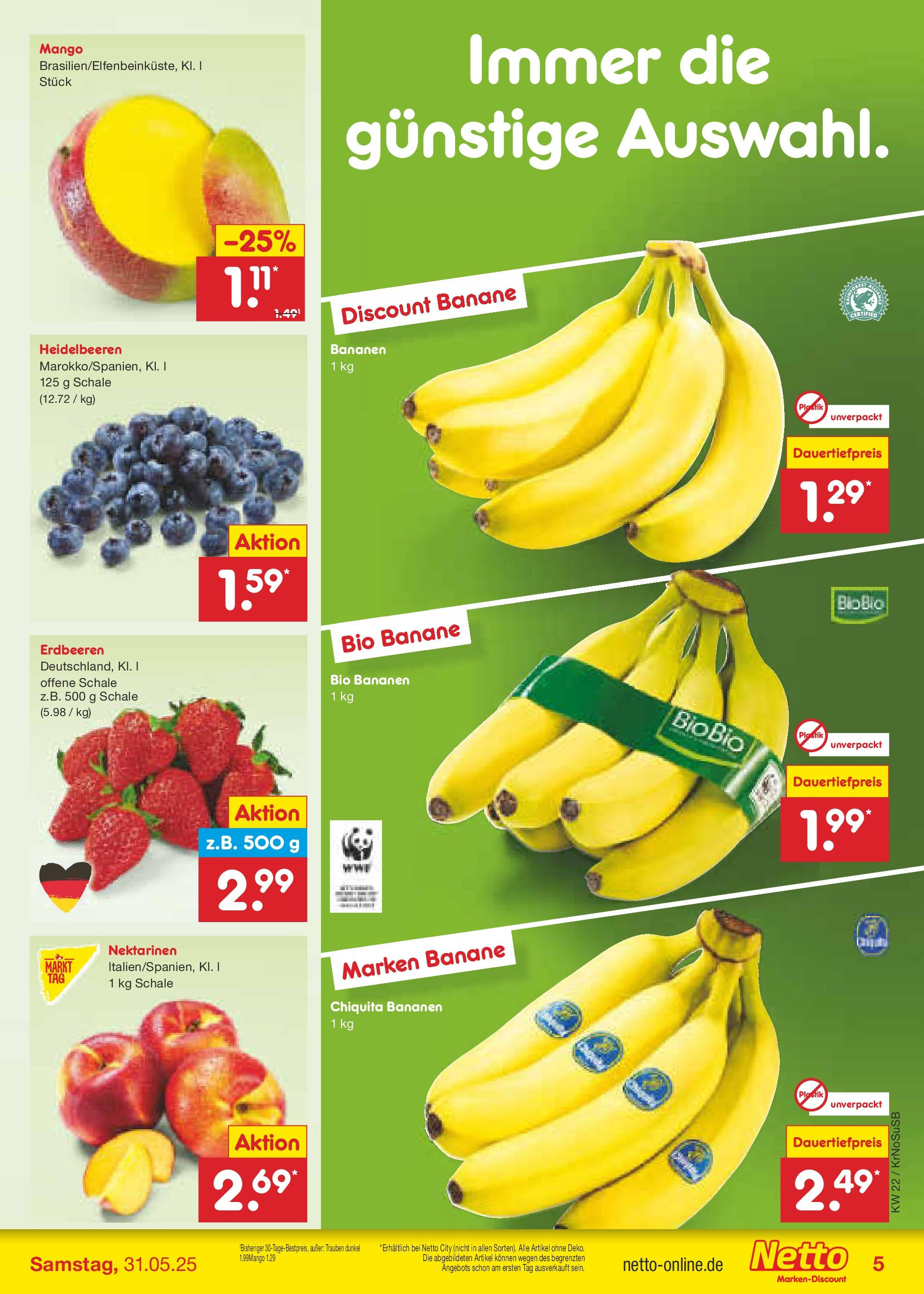 Netto Marken-Discount prospekt Jüchen (ab 26.05.2025) » Angebote | Seite: 5 | Produkte: Nektarinen, Trauben, Mango, Erdbeeren